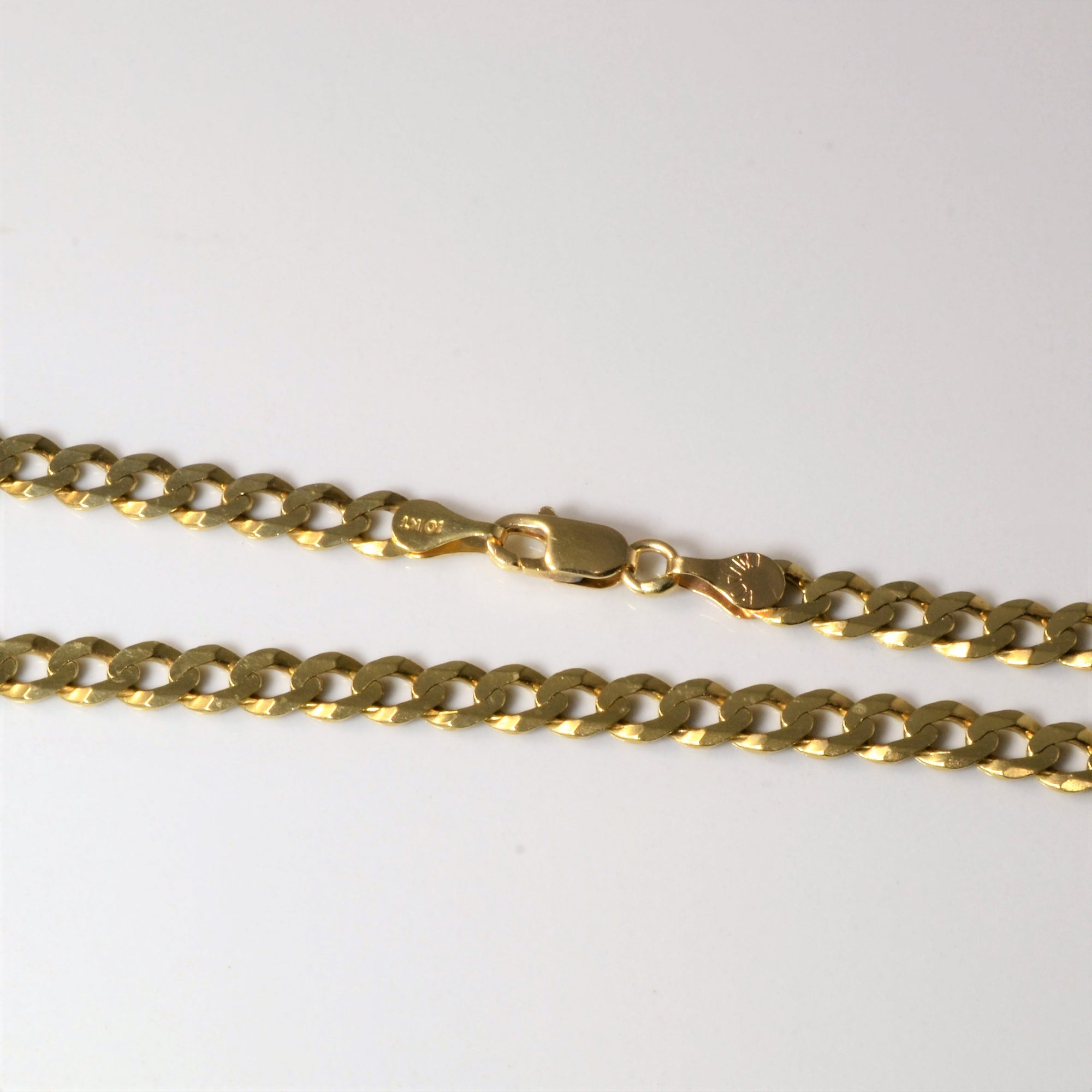 10k Yellow Gold Hammered Curb Chain | 26