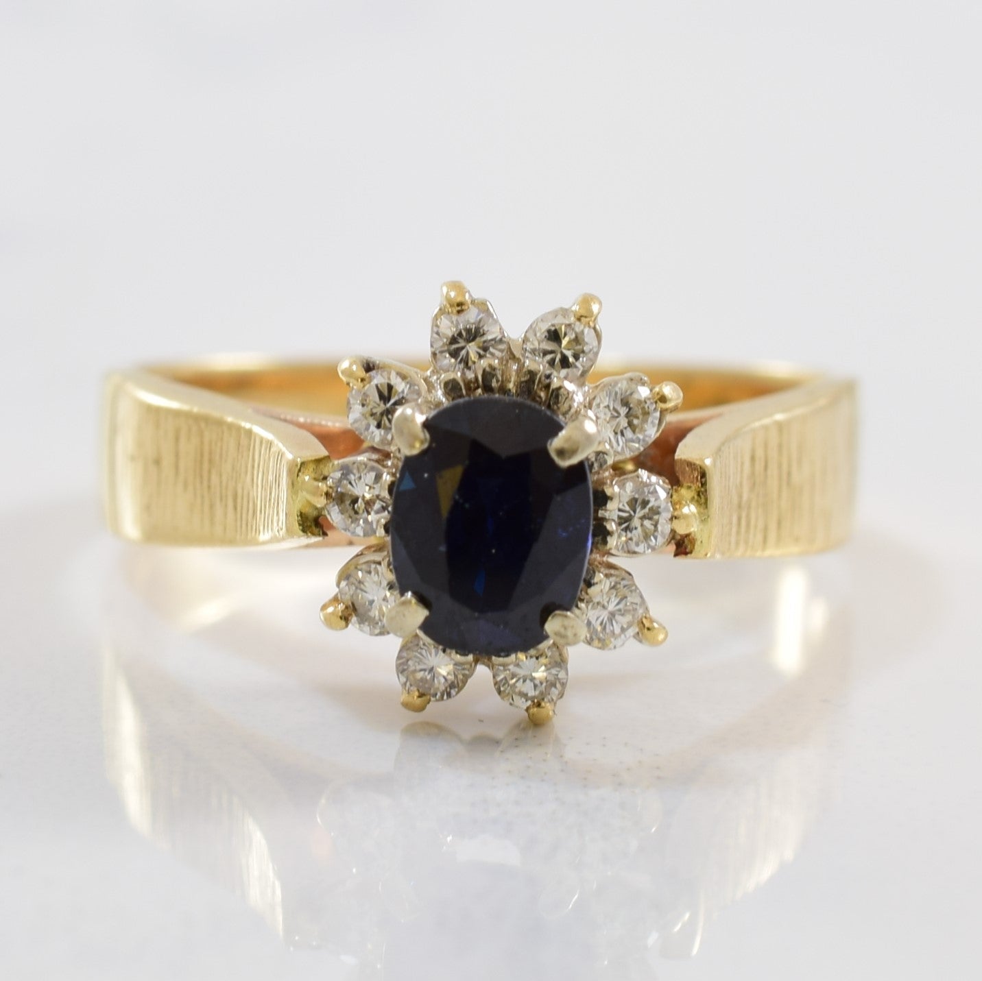 Sapphire & Diamond Halo Ring | 0.22ctw, 0.60ct | SZ 7 |