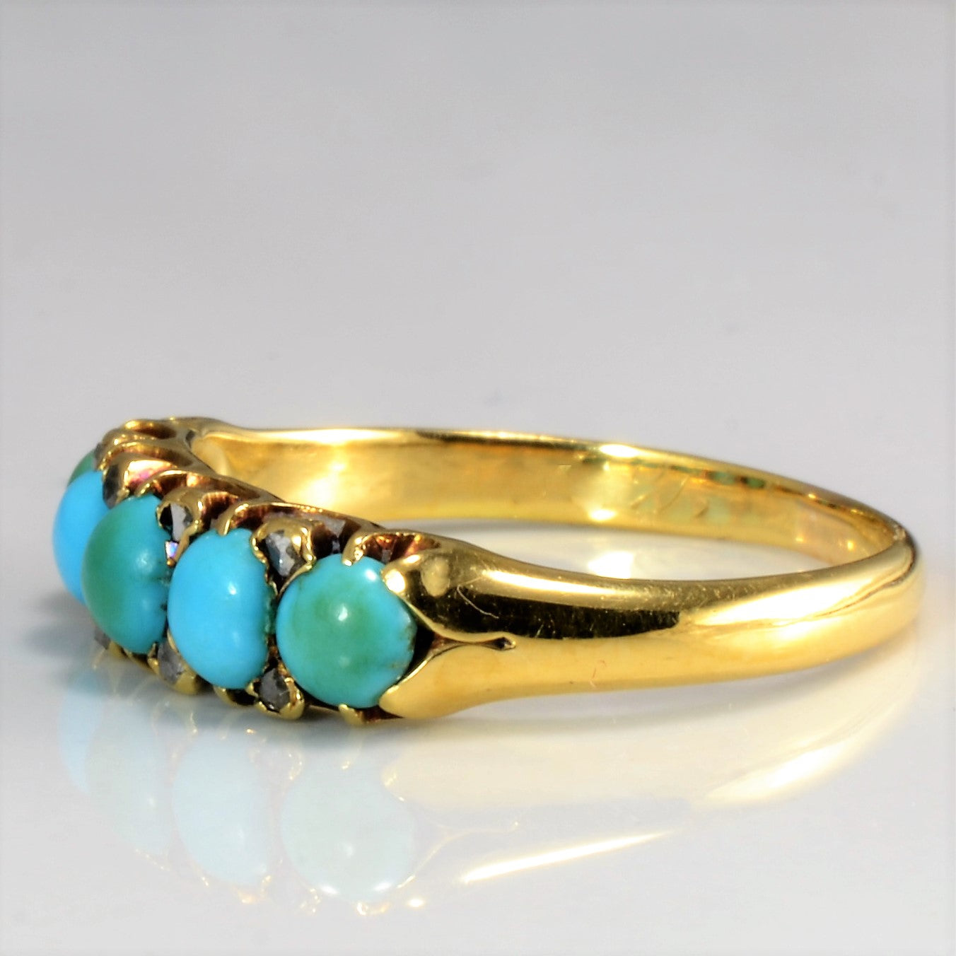 Victorian Turquoise & Diamond Ring | 0.04 ctw, SZ 7 |