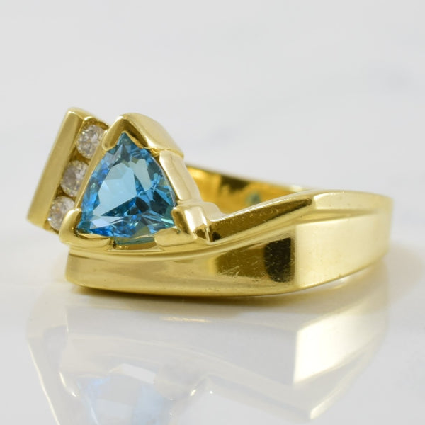 Abstract Blue Topaz & Diamond Ring | 0.67ct, 0.09ctw | SZ 5.75 |