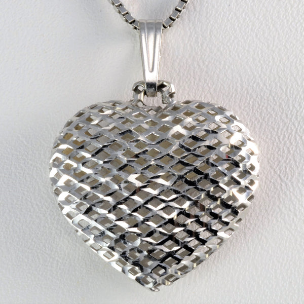 Woven Puffed Heart Pendant Necklace | 17''|