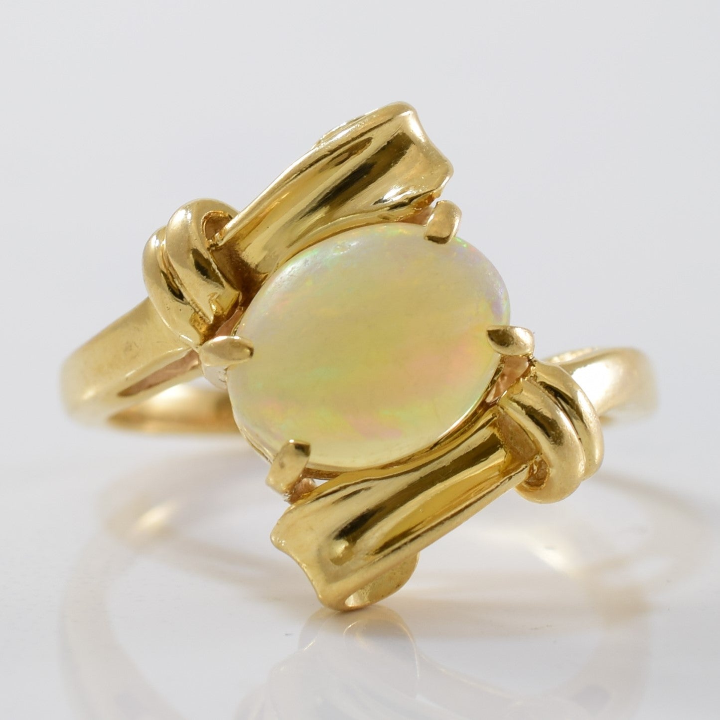 Oval Opal Scroll Bypass Ring | 0.81ct | SZ 5 |