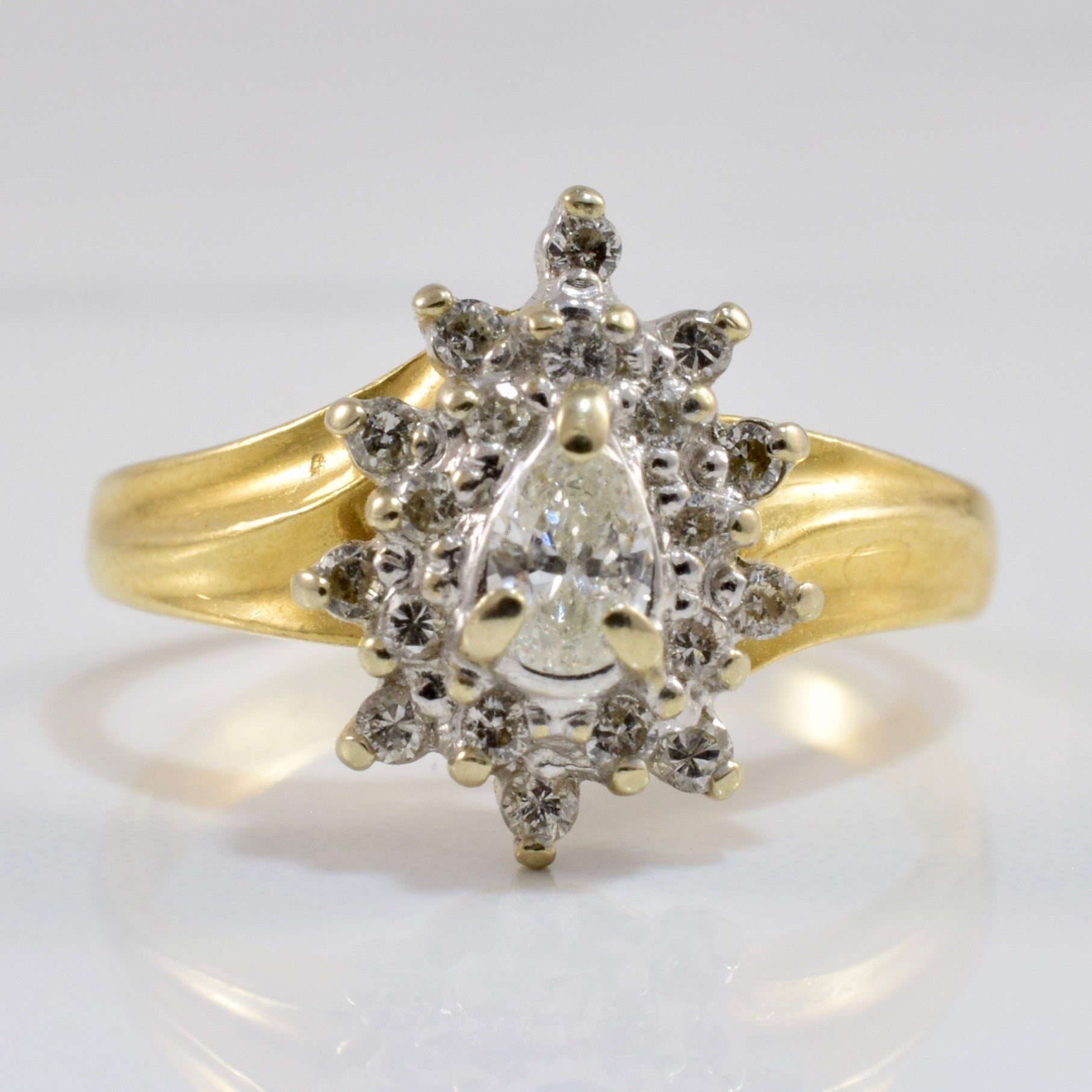 Pear Cut Diamond Ring with Diamond Halo | 0.32 ctw SZ 5.75 |