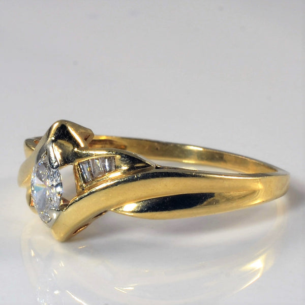 Bypass Marquise Diamond Ring | 0.27ctw | SZ 9 |
