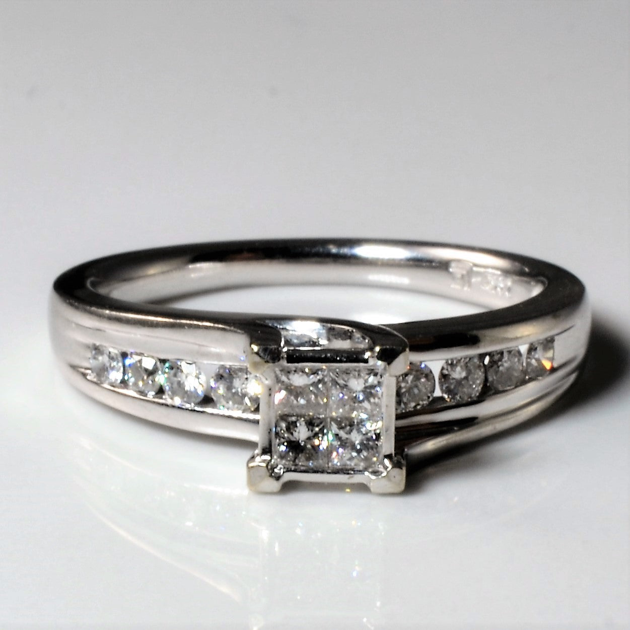 White Gold Quad Cluster Diamond Ring | 0.61ctw | SZ 7 |
