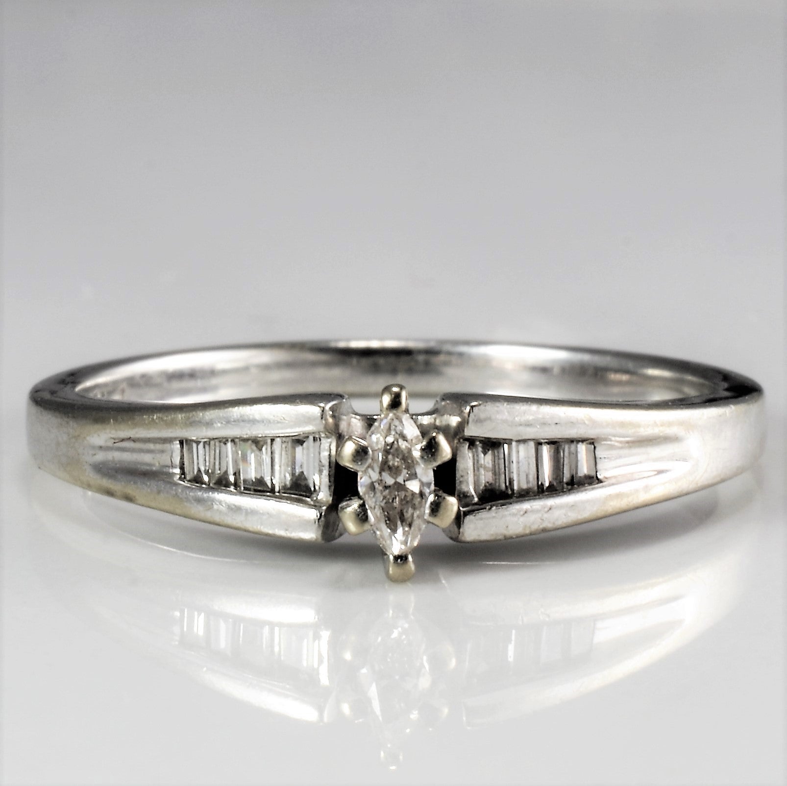 Marquise Diamond & Baguette Accents Promise Ring | 0.16 ctw, SZ 7 |