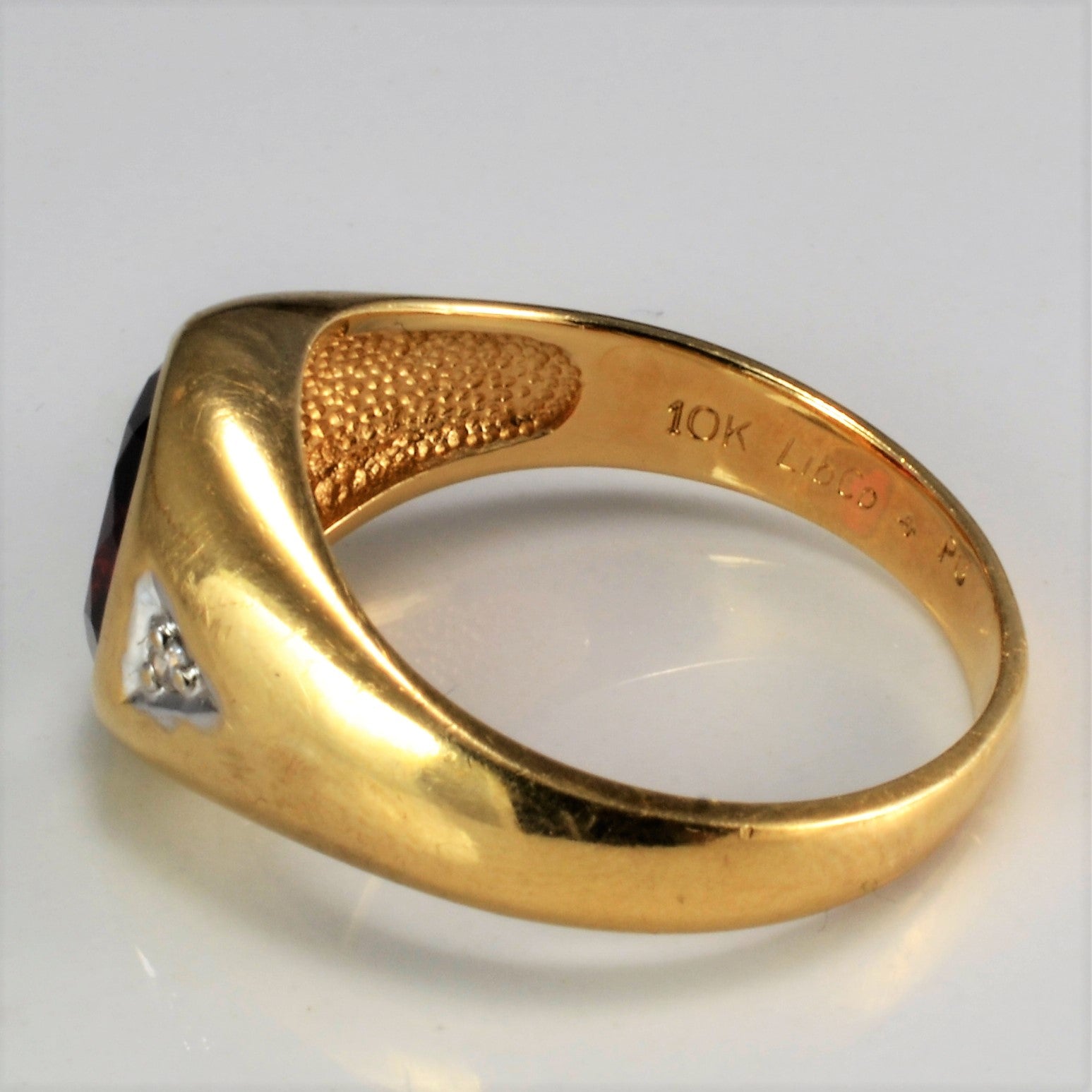 Bezel Set Garnet & Diamond Ring | 0.02 ctw, SZ 9.75 |