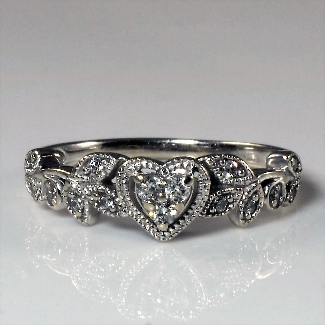 Milgrain Heart & Vine Promise Ring | 0.18ctw | SZ 6 |