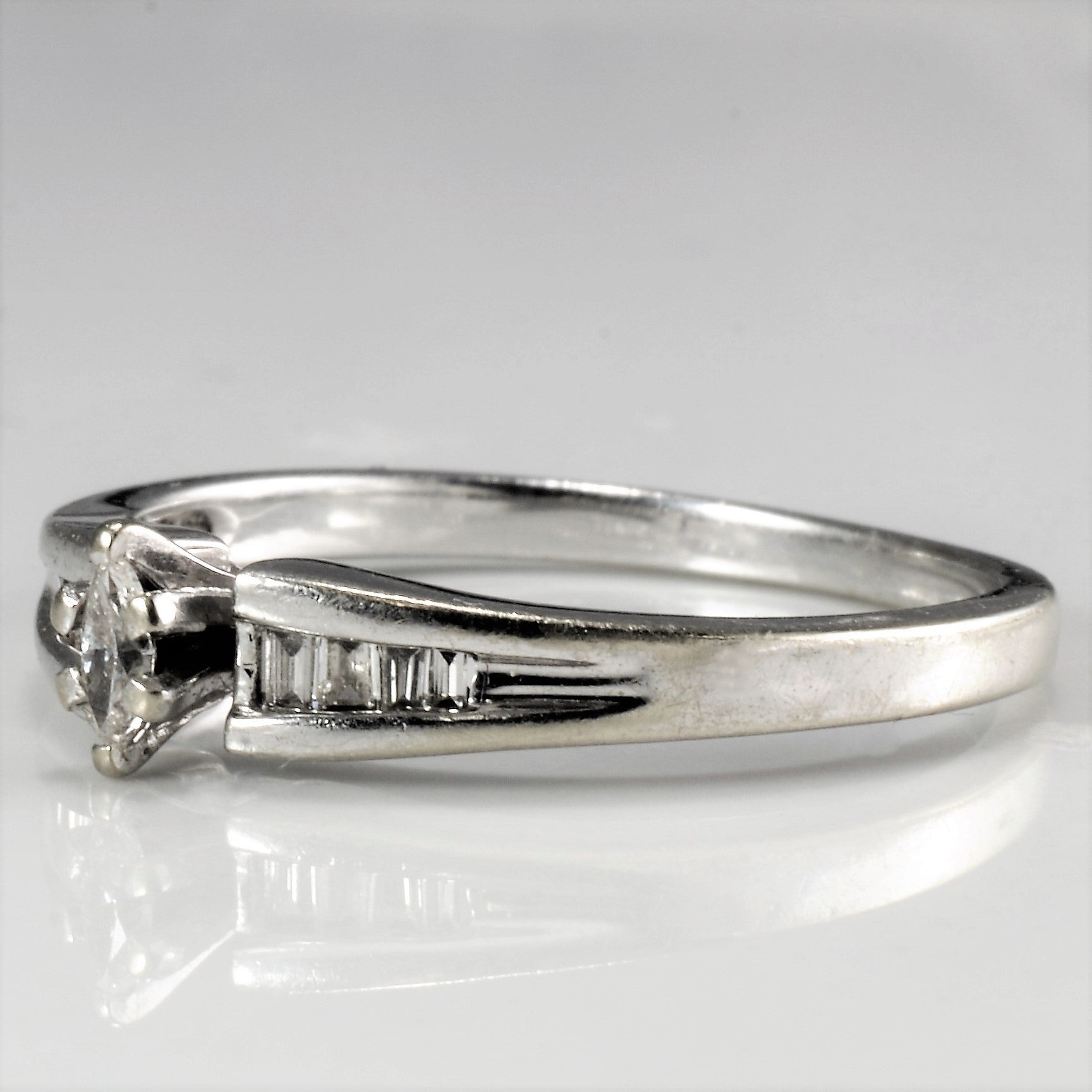 Marquise Diamond & Baguette Accents Promise Ring | 0.16 ctw, SZ 7 |