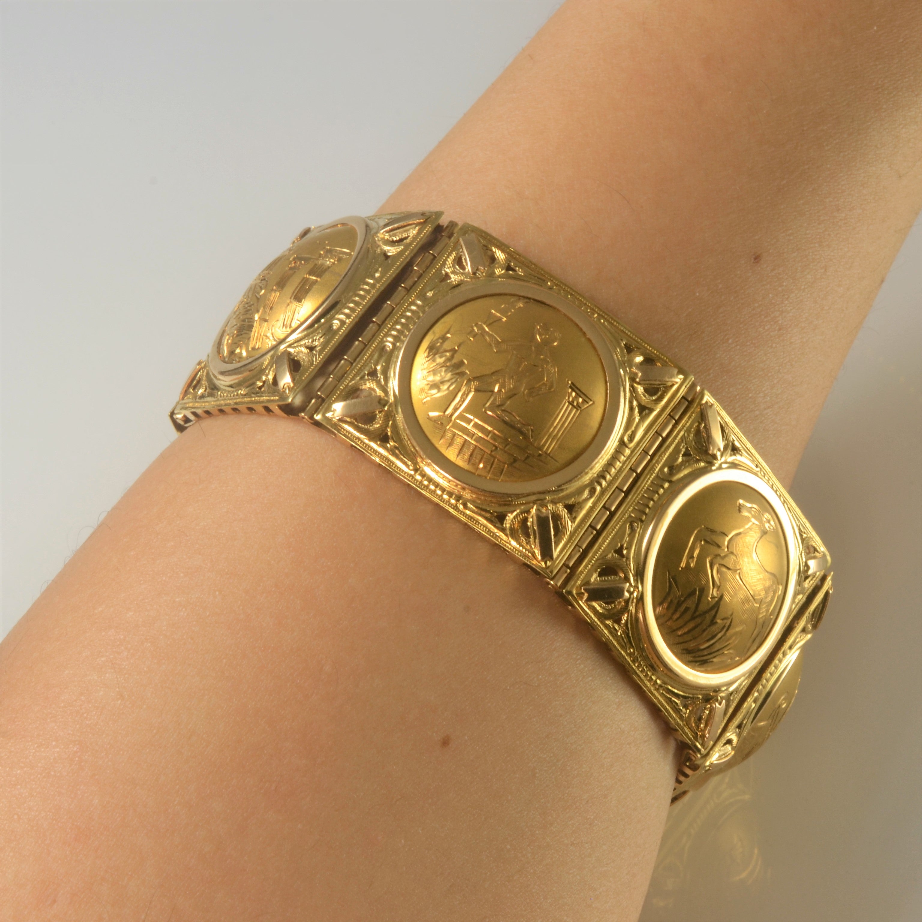 18k Gold Art Work Wide Bracelet | 8.5"|