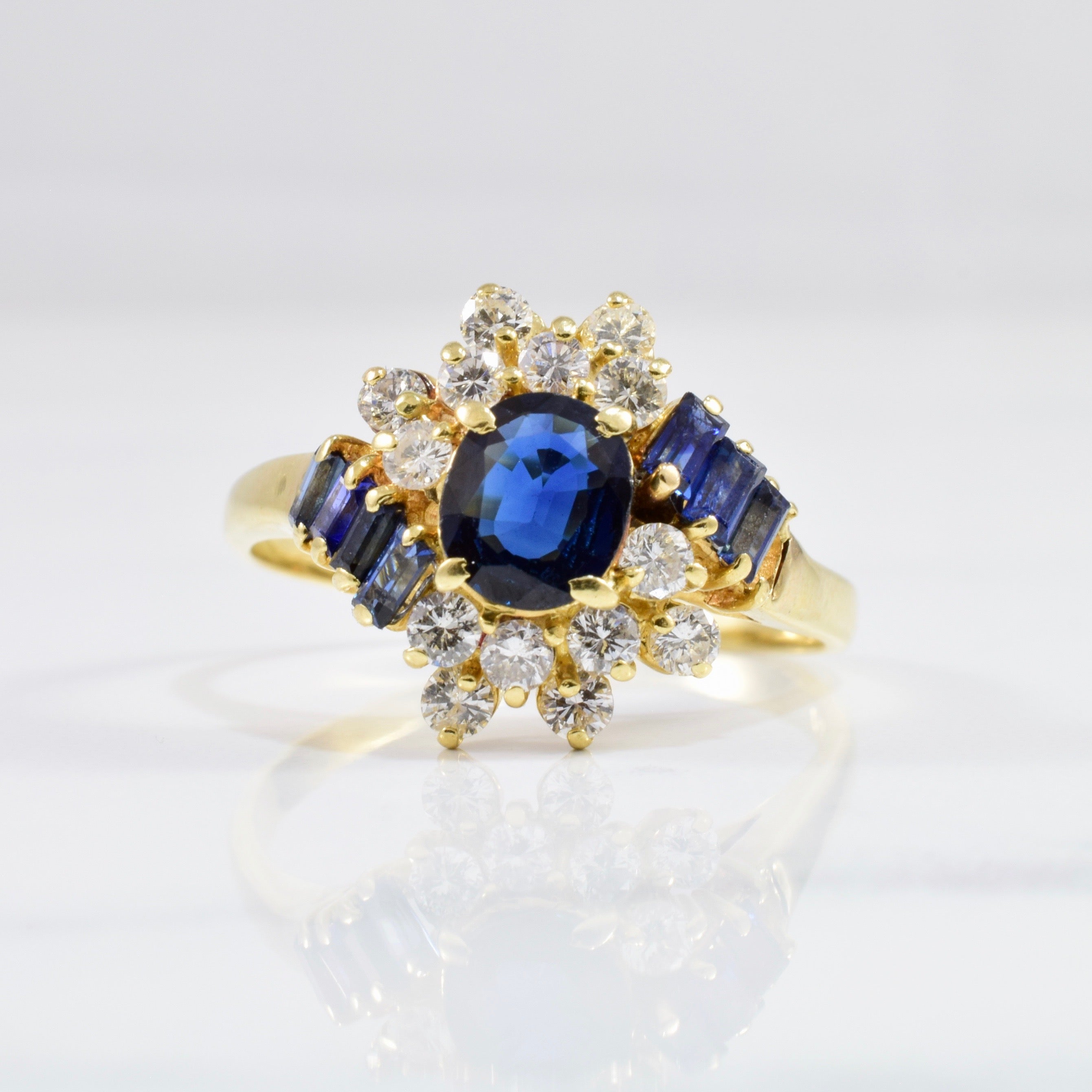 Oval Sapphire & Diamond Bypass Ring | 0.56 ctw SZ 10.5 |