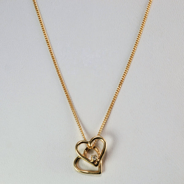 Double Heart Pendant Necklace | 18''|
