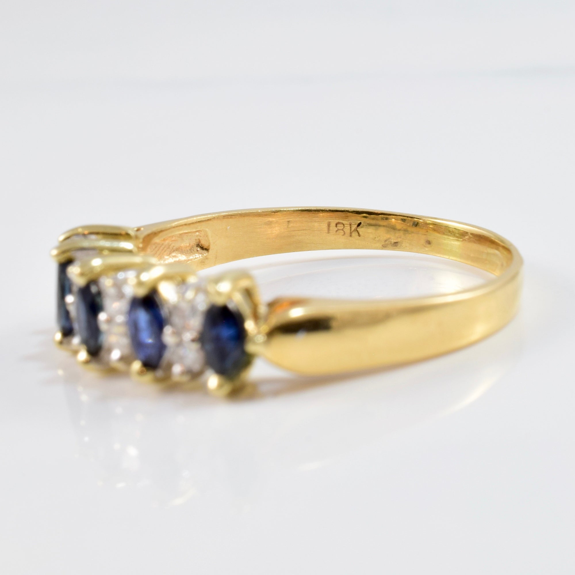 High Set Sapphire and Diamond Ring | 0.15 ctw SZ 9 |