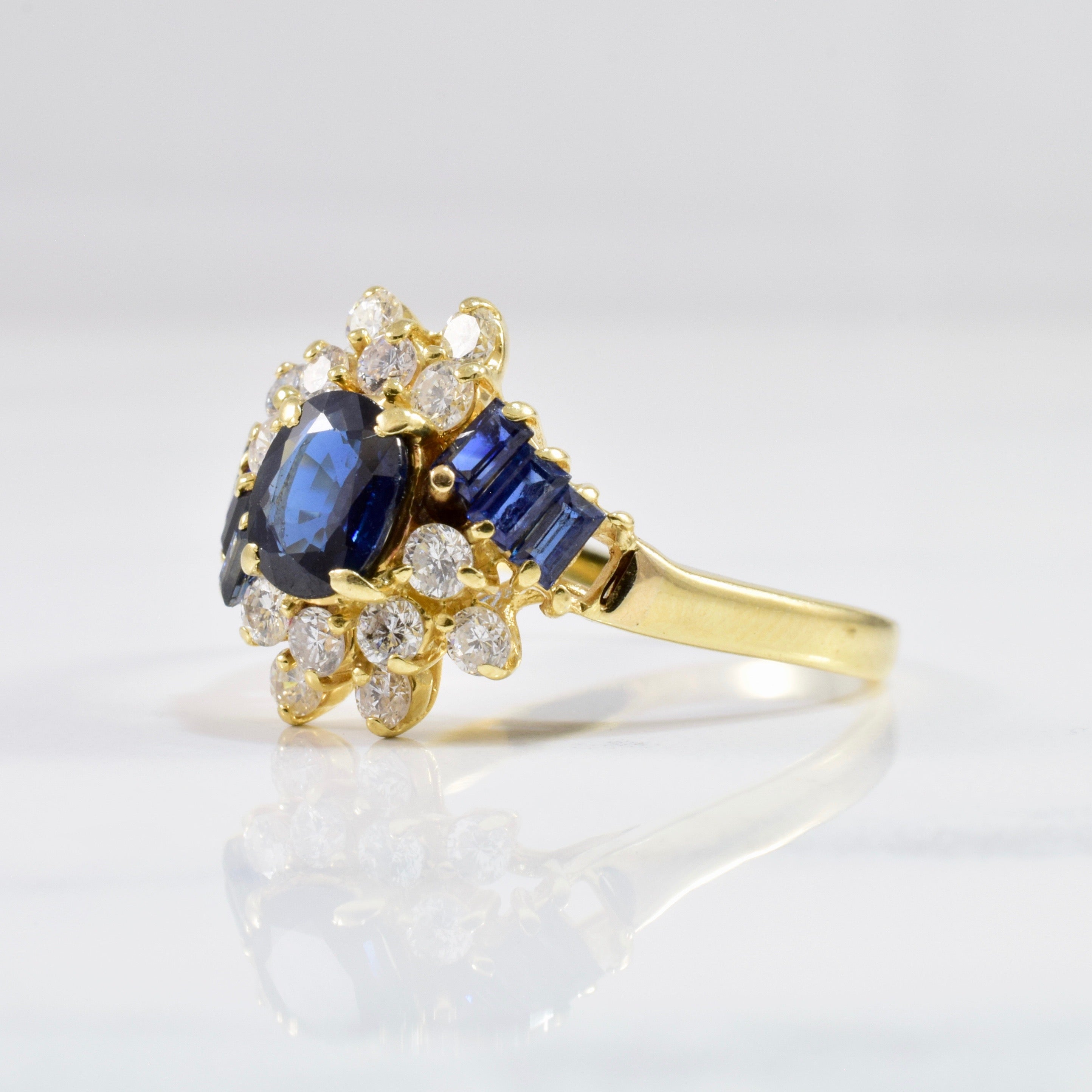 Oval Sapphire & Diamond Bypass Ring | 0.56 ctw SZ 10.5 |