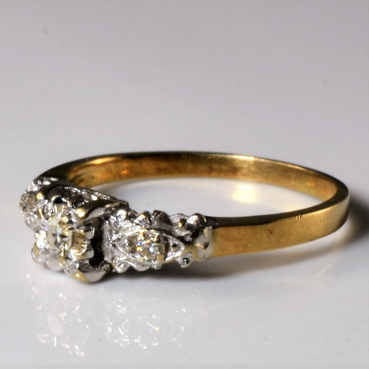 Three Stone Diamond Retro Ring | 0.06ctw | SZ 5 |