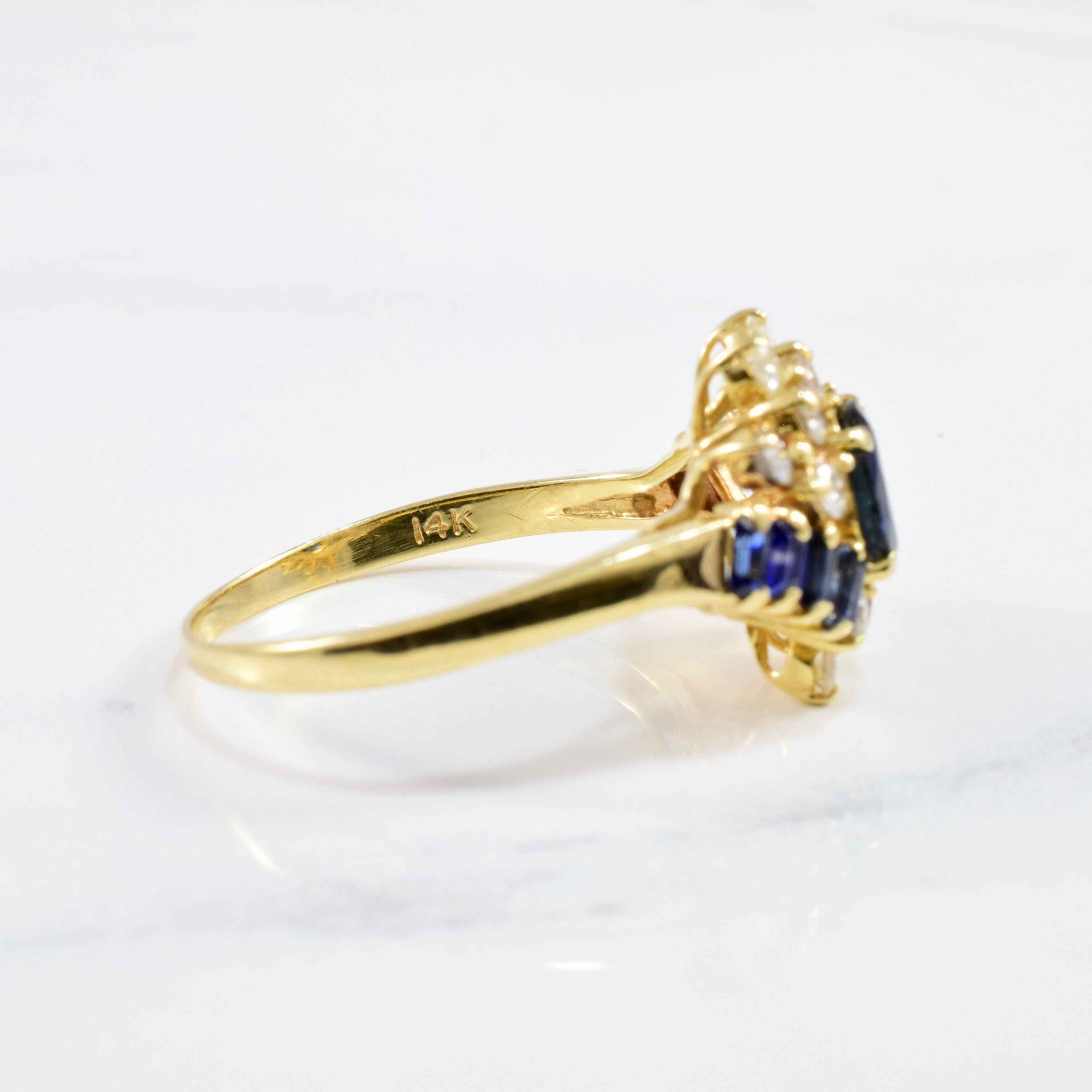 Oval Sapphire & Diamond Bypass Ring | 0.56 ctw SZ 10.5 |