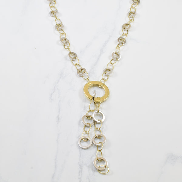 Two Tone Gold Rolo Chain Lariat Necklace | 22