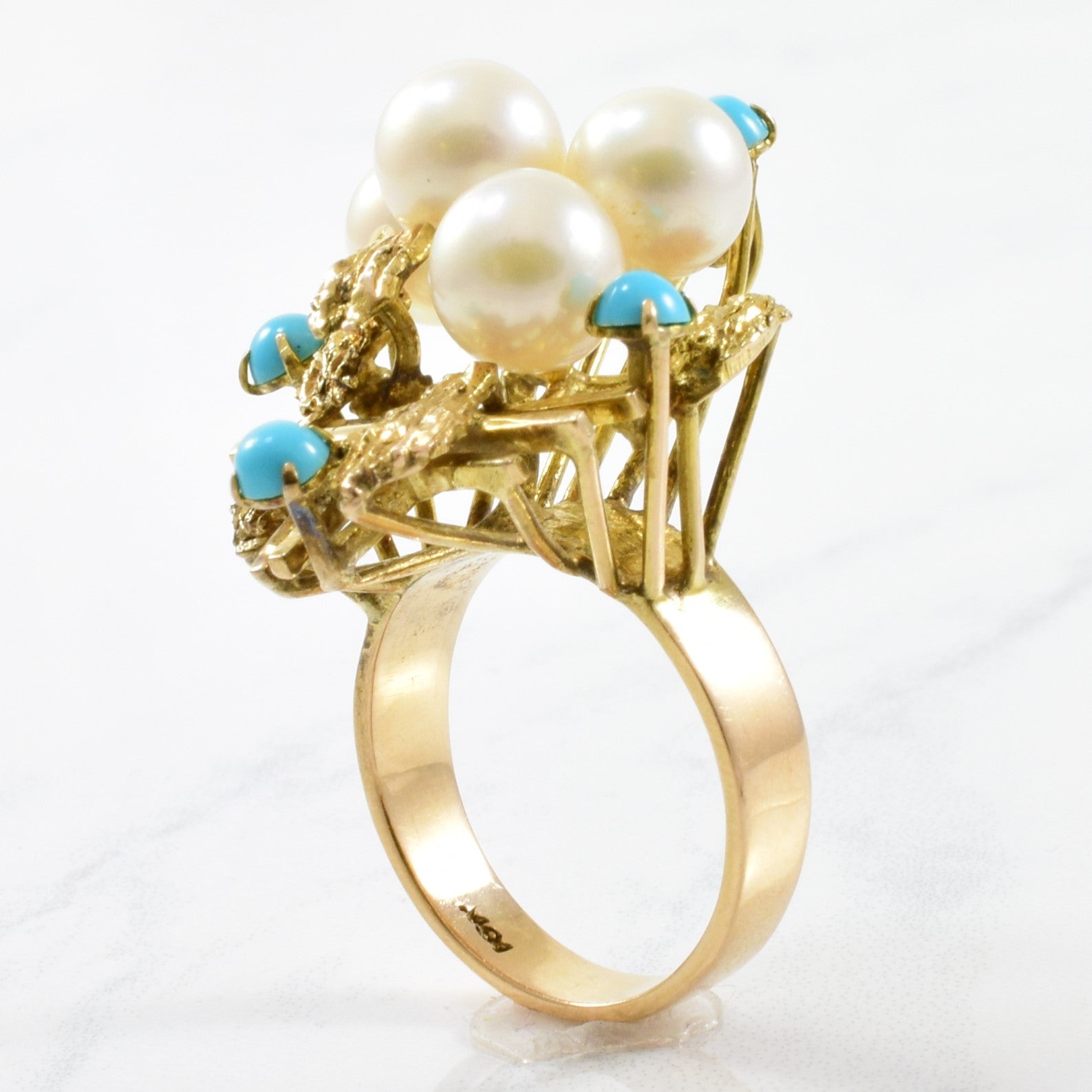 High Set Pearl & Turquoise Ring | SZ 7.25 |