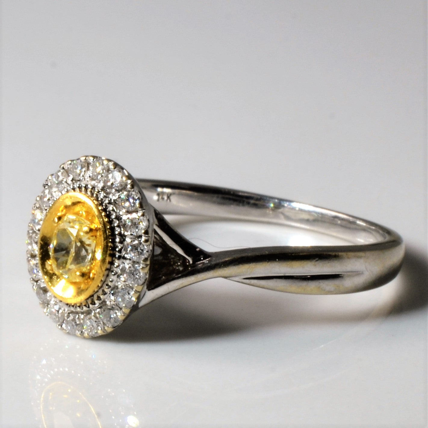 Halo Style Diamond Two Tone Gold Ring | 0.29ctw | SZ 8.25 |