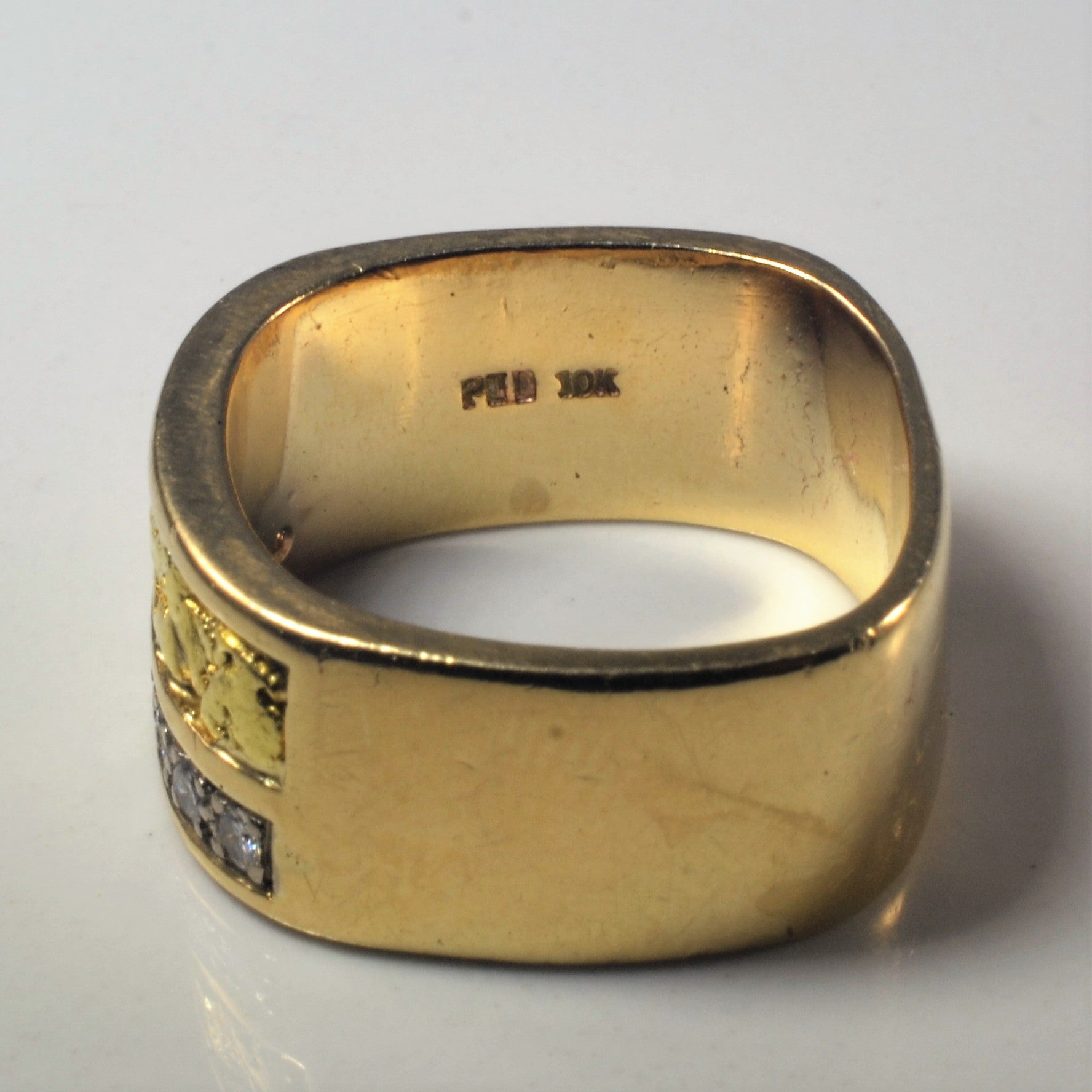 Gold Nugget & Diamond Ring | 0.25ctw | SZ 9.75 |