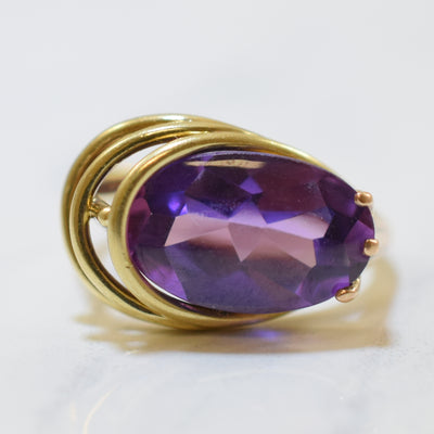 Solitaire Oval Cut Synthetic Purple Sapphire Ring | 6.00ct | SZ 7 |