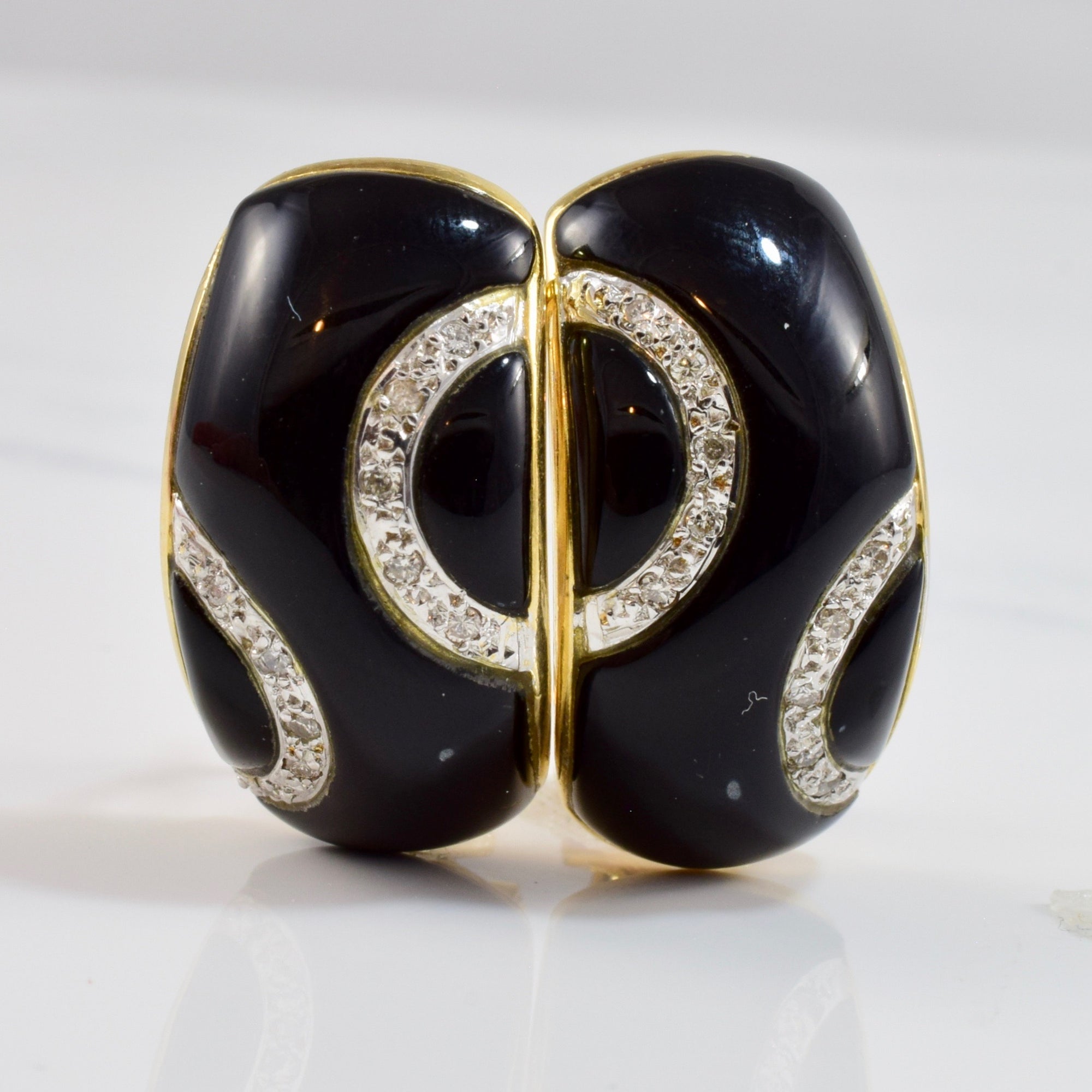Diamond and Onyx Inlay Earrings | 0.20 ctw |