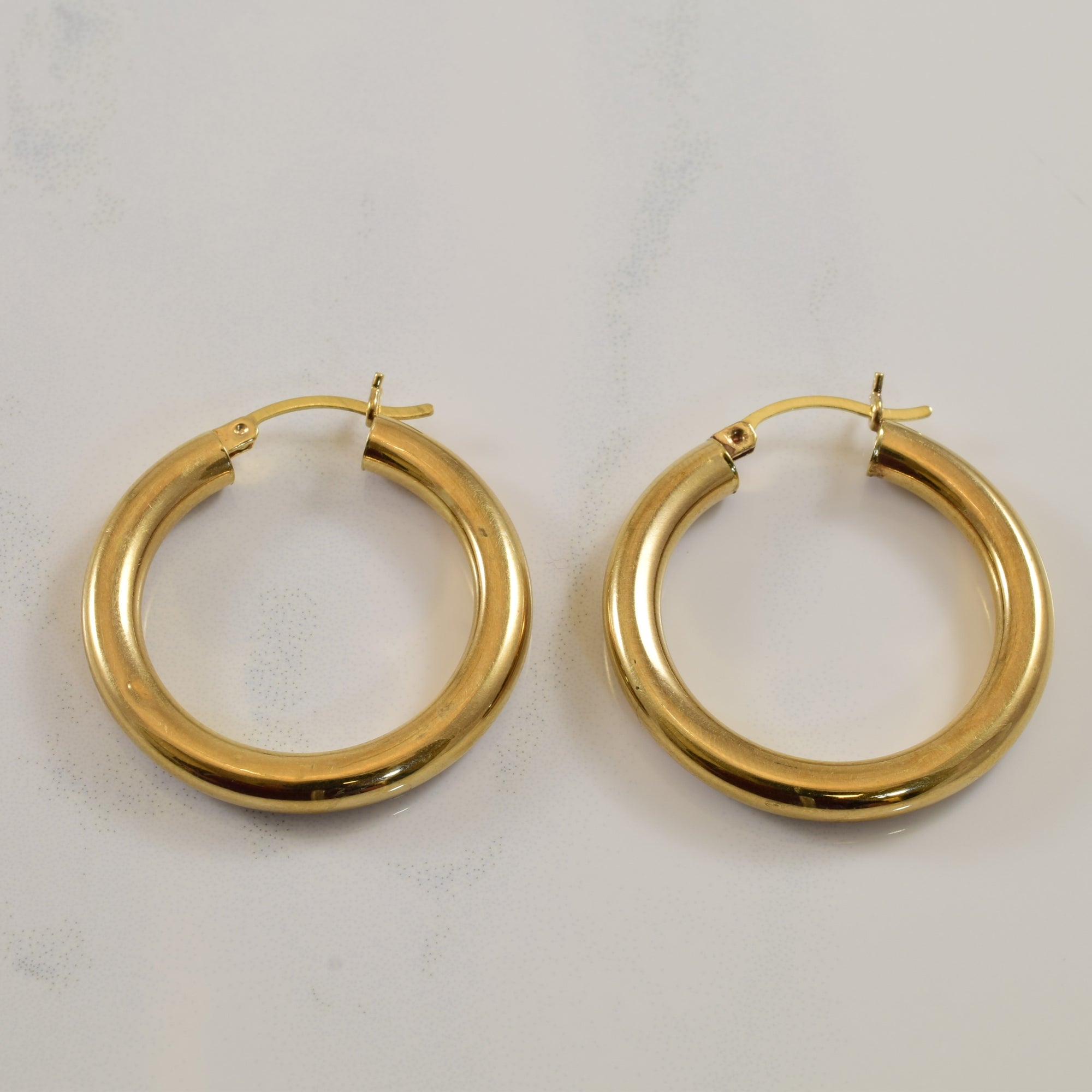 10k Yellow Gold 2.5in Diamond-cut Hoop Earrings 3mm Thick 10TC273