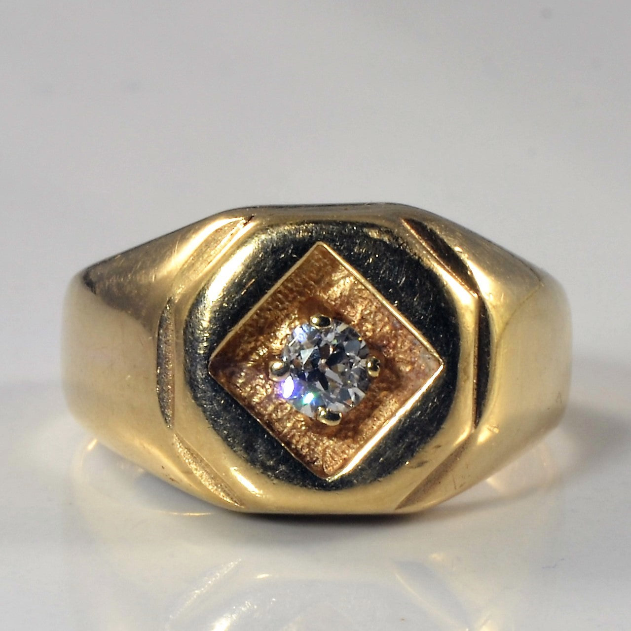 Solitaire Diamond Signet Ring | 0.24ct | SZ 8.75 |