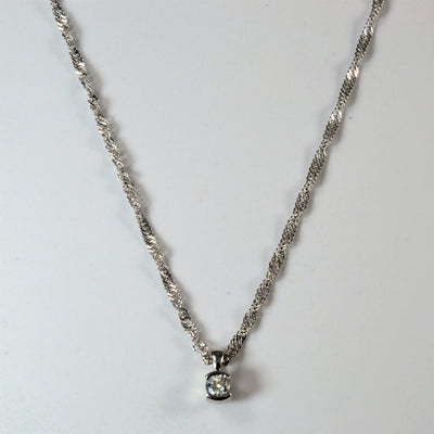 Semi Bezel Diamond Solitaire Necklace | 0.21ct | 18