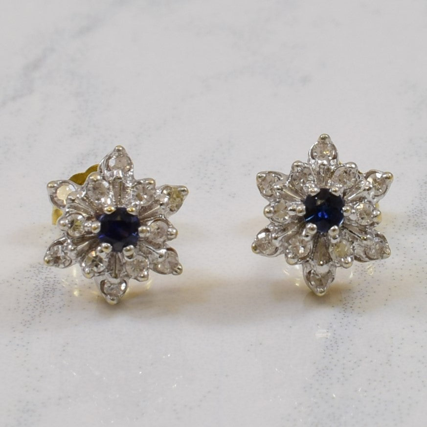 Diamond & Sapphire Cluster Stud Earrings | 0.18ctw, 0.12ctw |