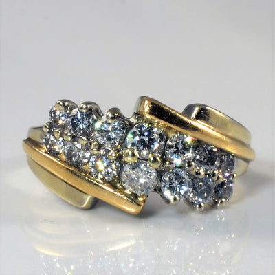 Two Tone Bypass Cluster Diamond Ring | 1.00ctw | SZ 5.25 |