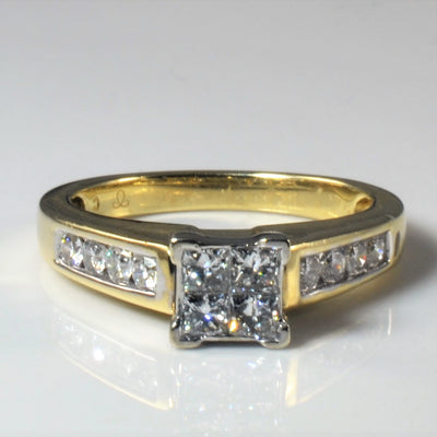 Quad Cluster Diamond Engagement Ring | 0.80ctw | SZ 7 |