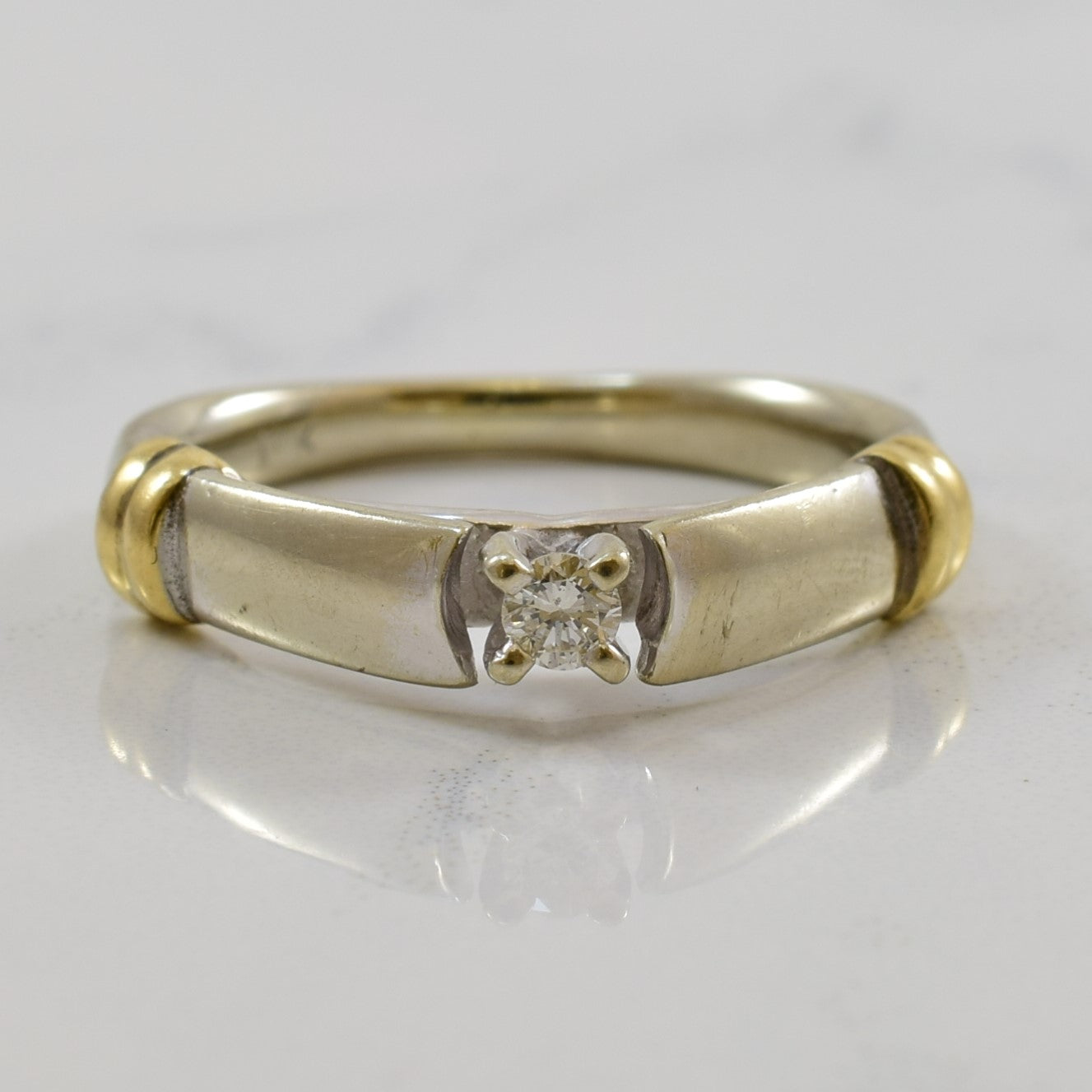 Two Tone Diamond Solitaire Ring | 0.06ct | SZ 5.75 |