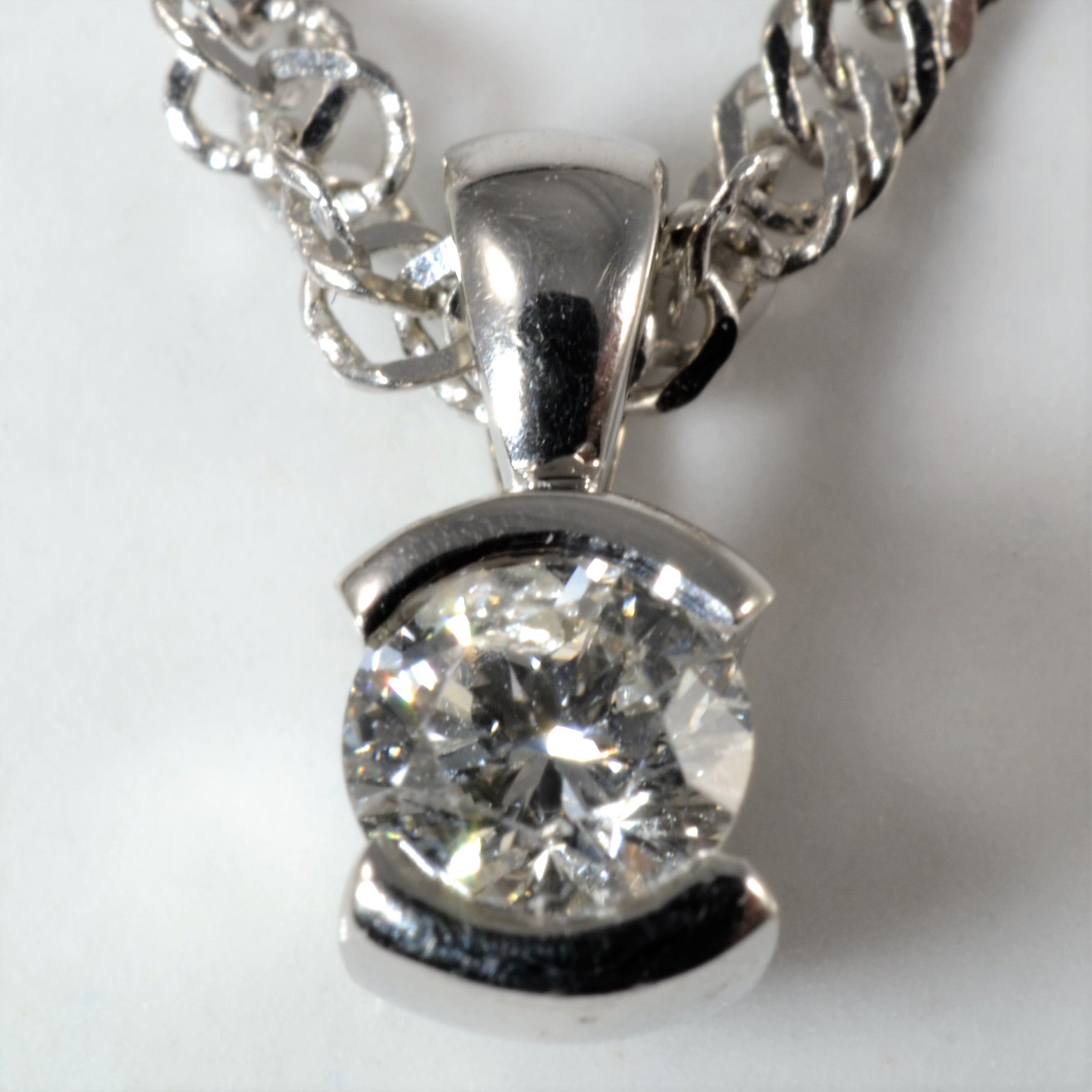 Semi Bezel Diamond Solitaire Necklace | 0.21ct | 18" |