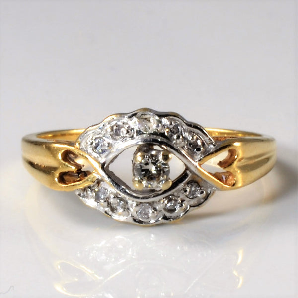 Open Heart Accented Diamond Promise Ring | 0.10 ctw, SZ 6 |