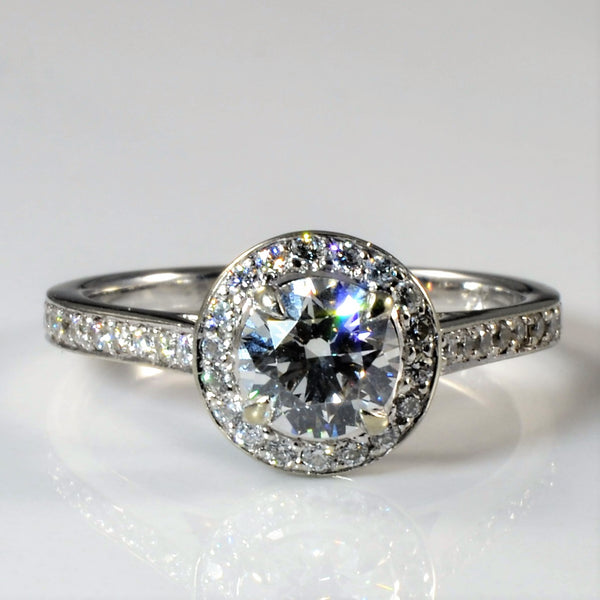 Low Profile Halo Diamond Engagement Ring | 0.96ctw | SZ 6.75 |