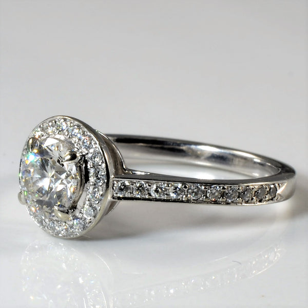 Low Profile Halo Diamond Engagement Ring | 0.96ctw | SZ 6.75 |