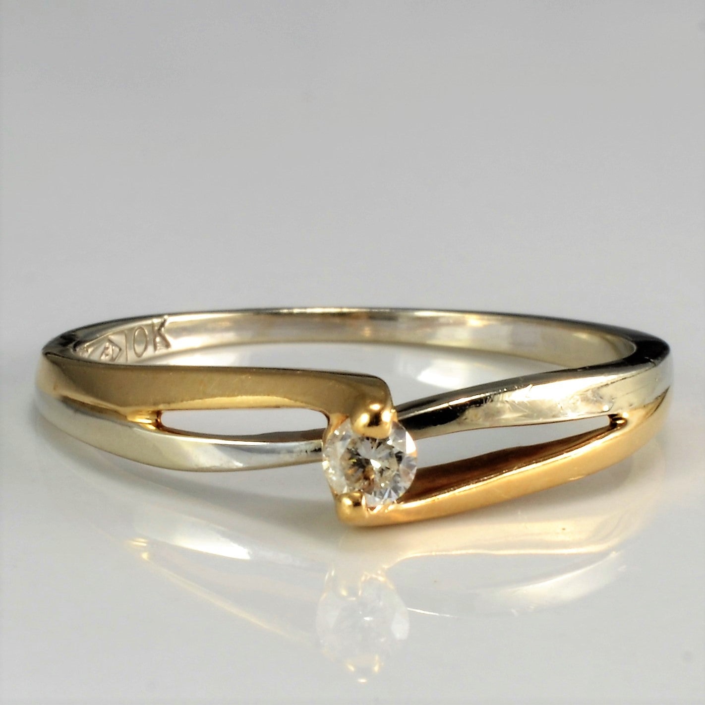 Bypass Two Tone Gold Diamond Ring | 0.07 ct, SZ 6.75 |