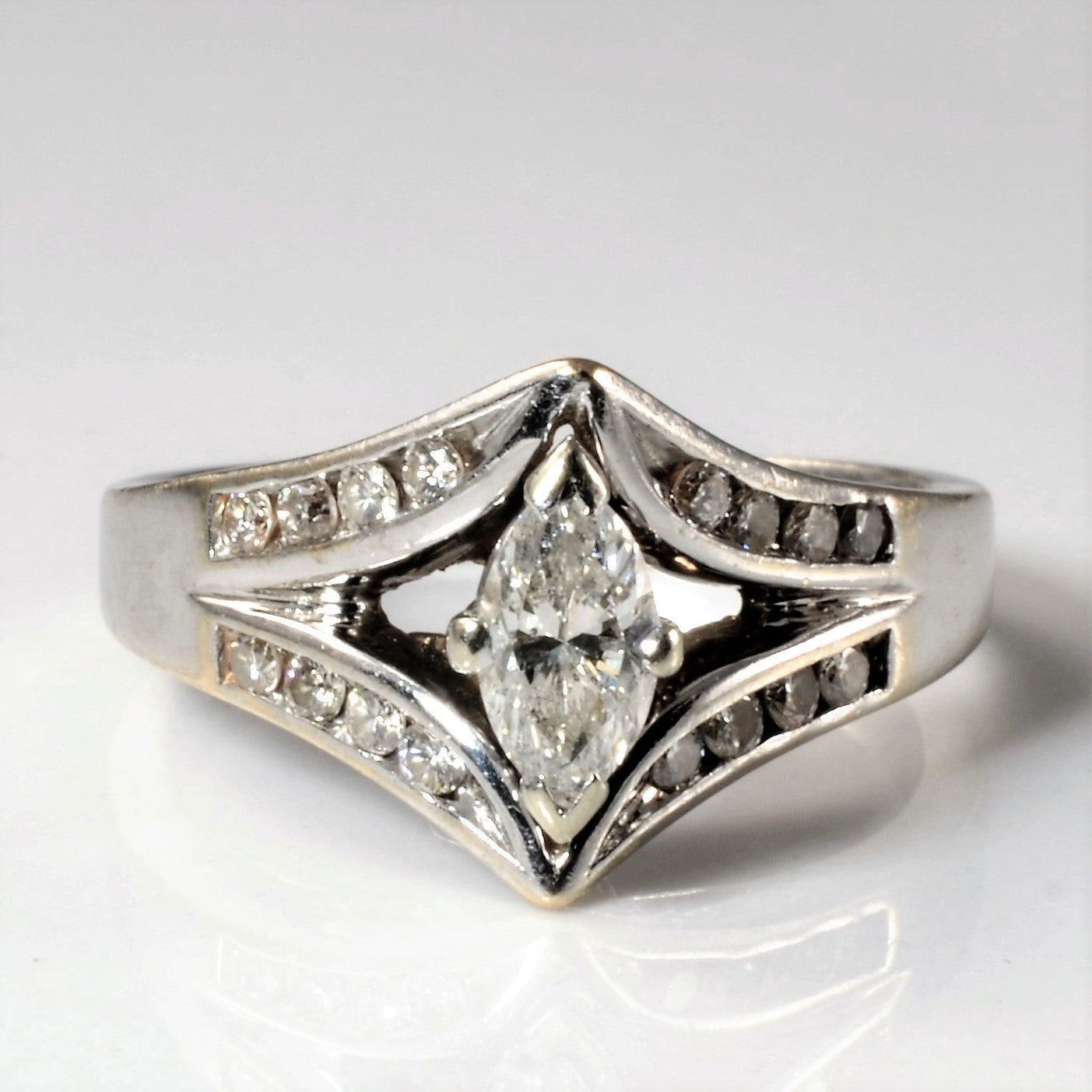 Split Shank Marquise Diamond Engagement Ring | 0.58ctw | SZ 6 |