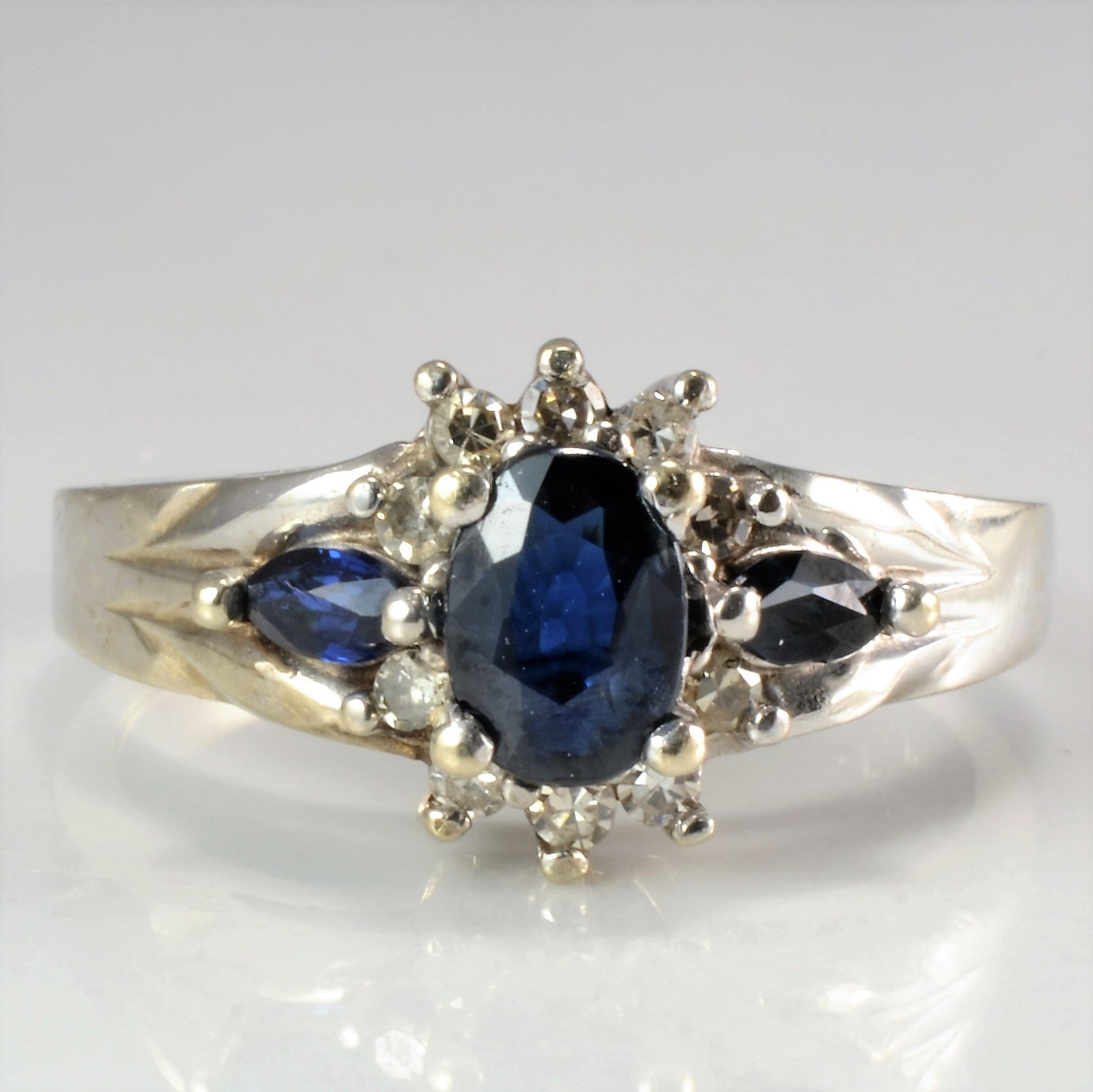 Sapphire & Diamond Ladies Cocktail Ring | 0.10 ctw, SZ 5.75 |