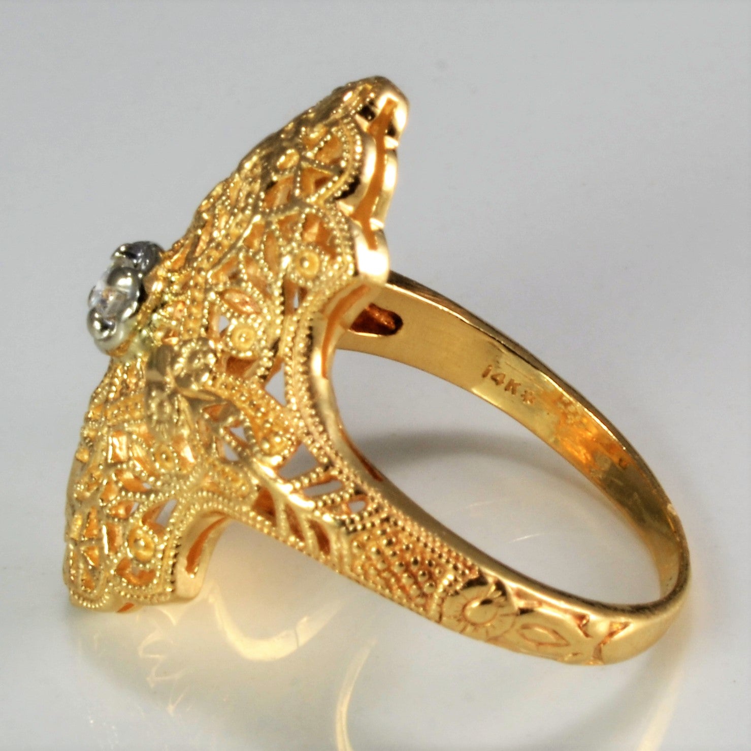 Filigree Solitaire Diamond Ladies Ring | 0.05 ct, SZ 5.75 |