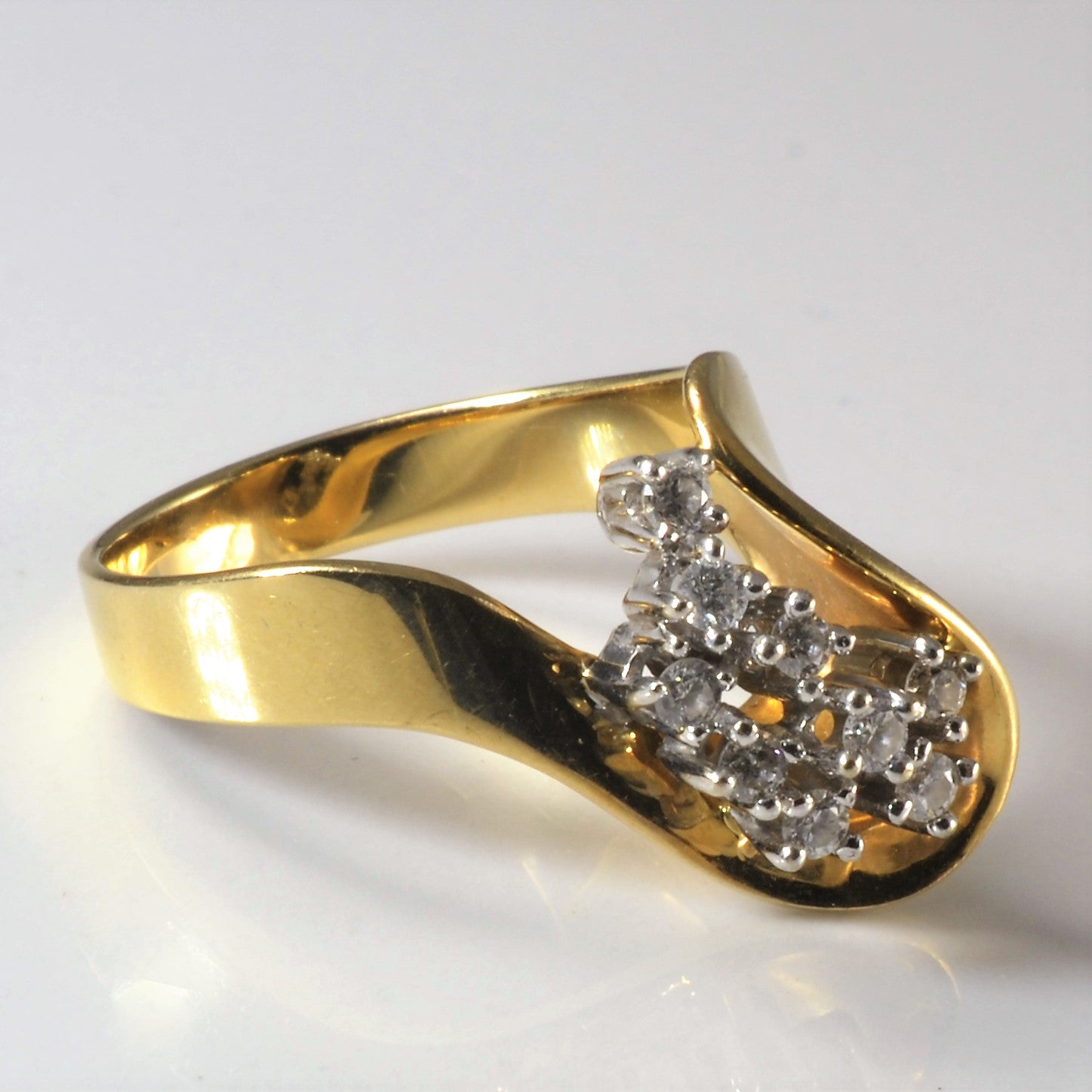 Diamond Swoop Cluster Cocktail Ring | 0.18ctw | SZ 6.5 |