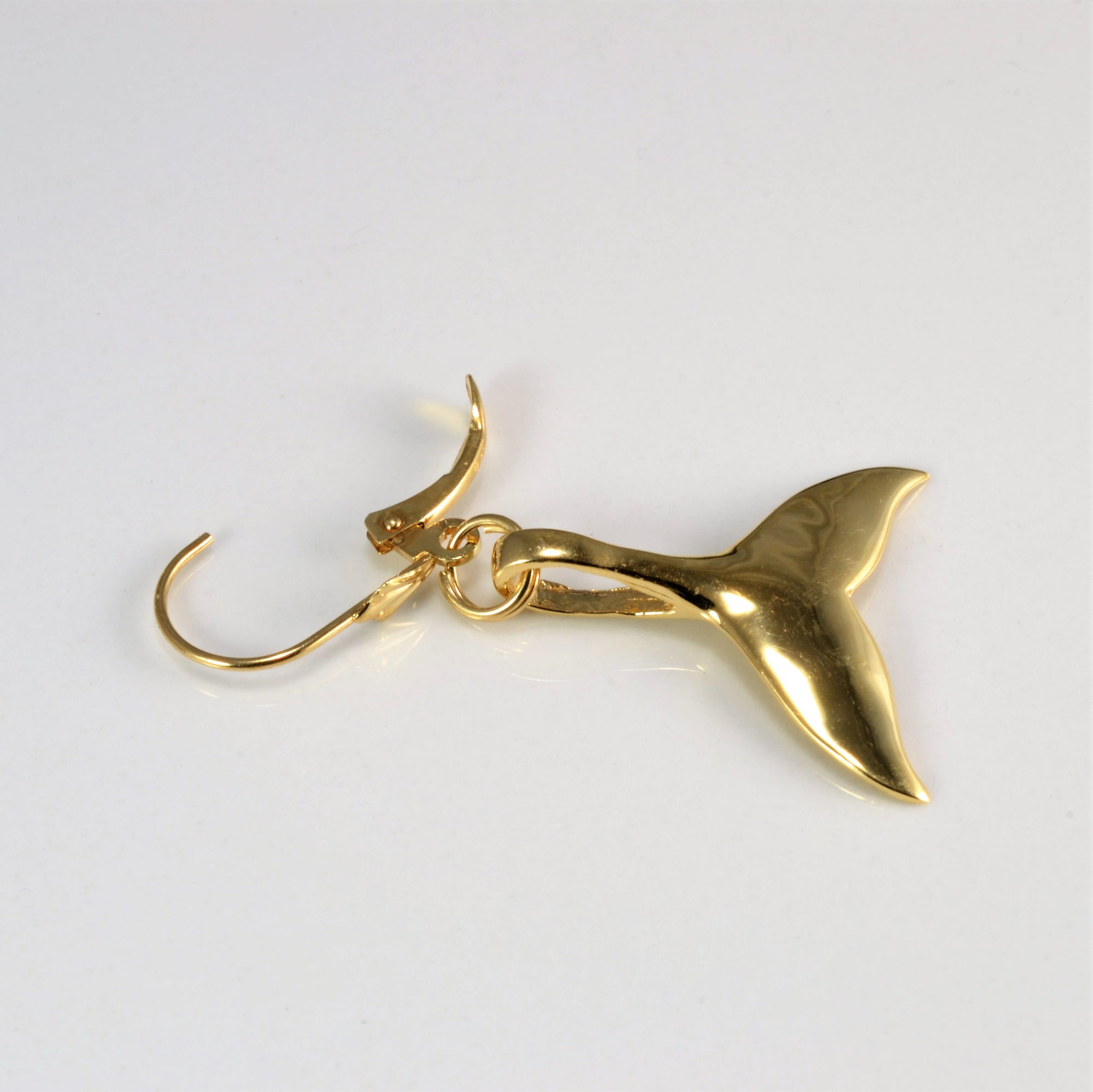Yellow Gold Whale Tail Dangle Earrings