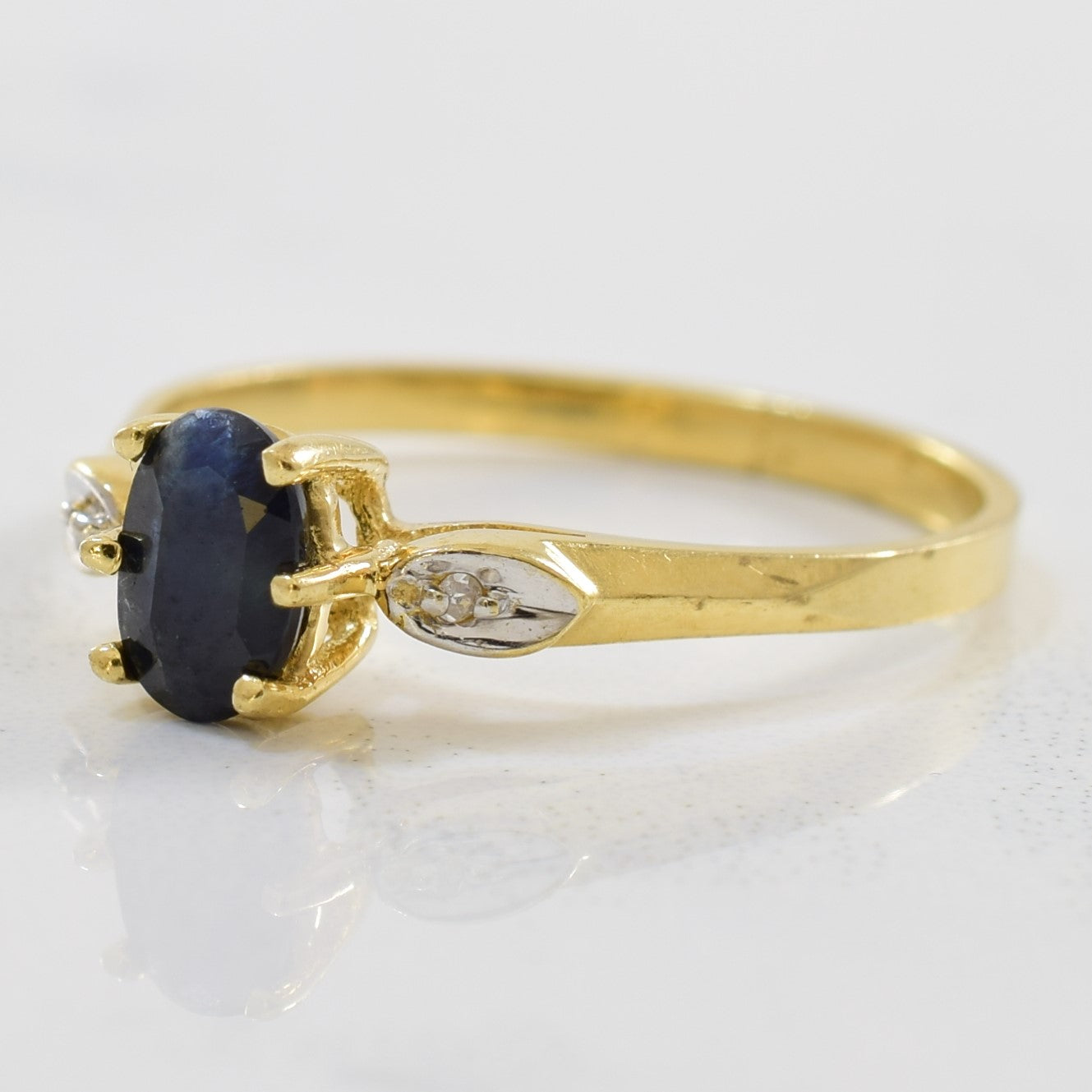 Diamond Accented Oval Sapphire Ring | 0.01ctw, 0.50ct | SZ 6.75 |