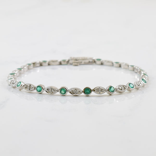 Emerald & Diamond Tennis Bracelet | 0.12ctw, 1.08ctw | 7