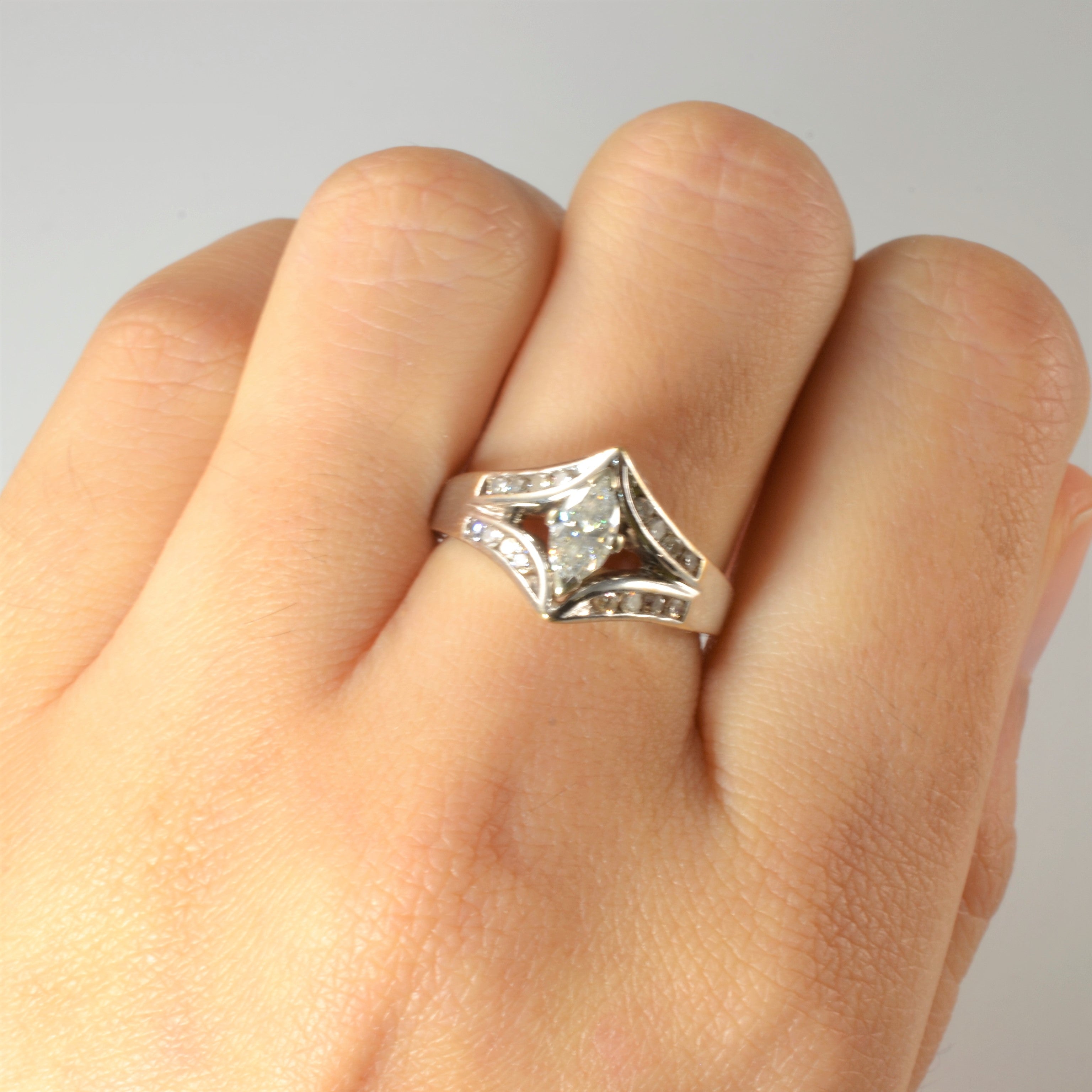 Split Shank Marquise Diamond Engagement Ring | 0.58ctw | SZ 6 |