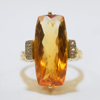 Heart Gallery Citrine & Diamond Cocktail Ring | 14.00ct, 0.02ctw | SZ 7 |