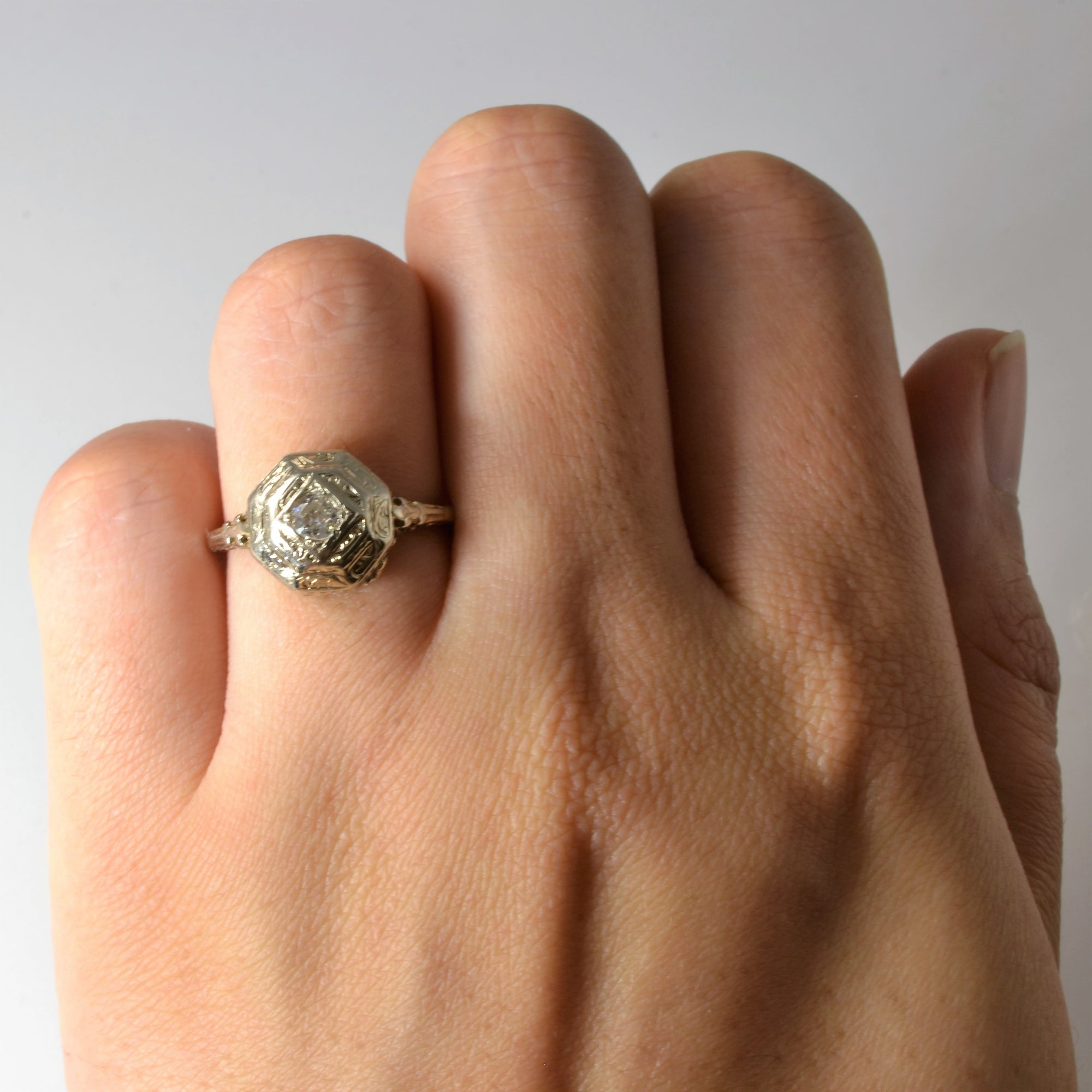 Intricate Art Deco Diamond Ring | 0.19ct | SZ 6 |