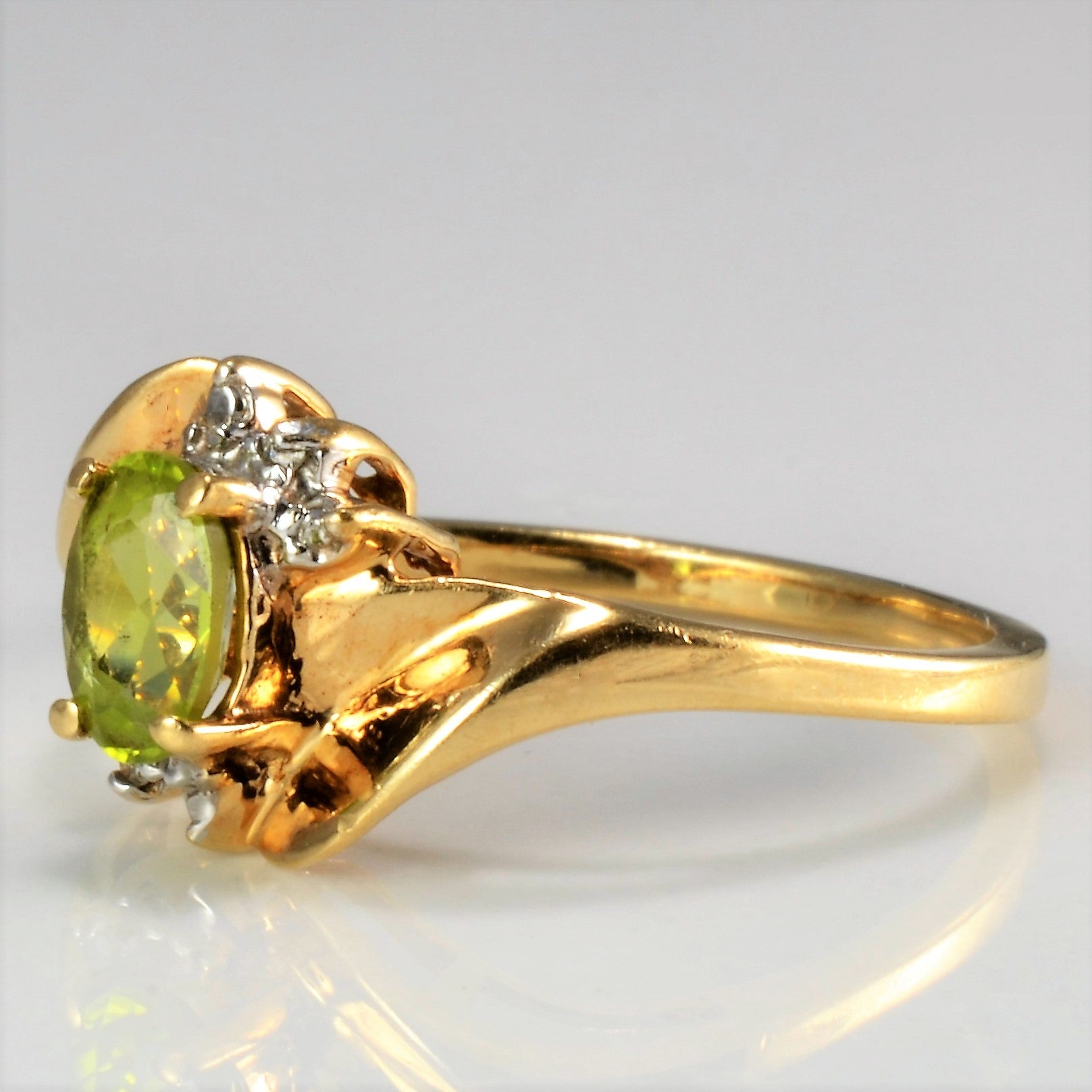 Bypass Peridot & Diamond Ladies Cocktail Ring | 0.01 ctw, SZ 6 |