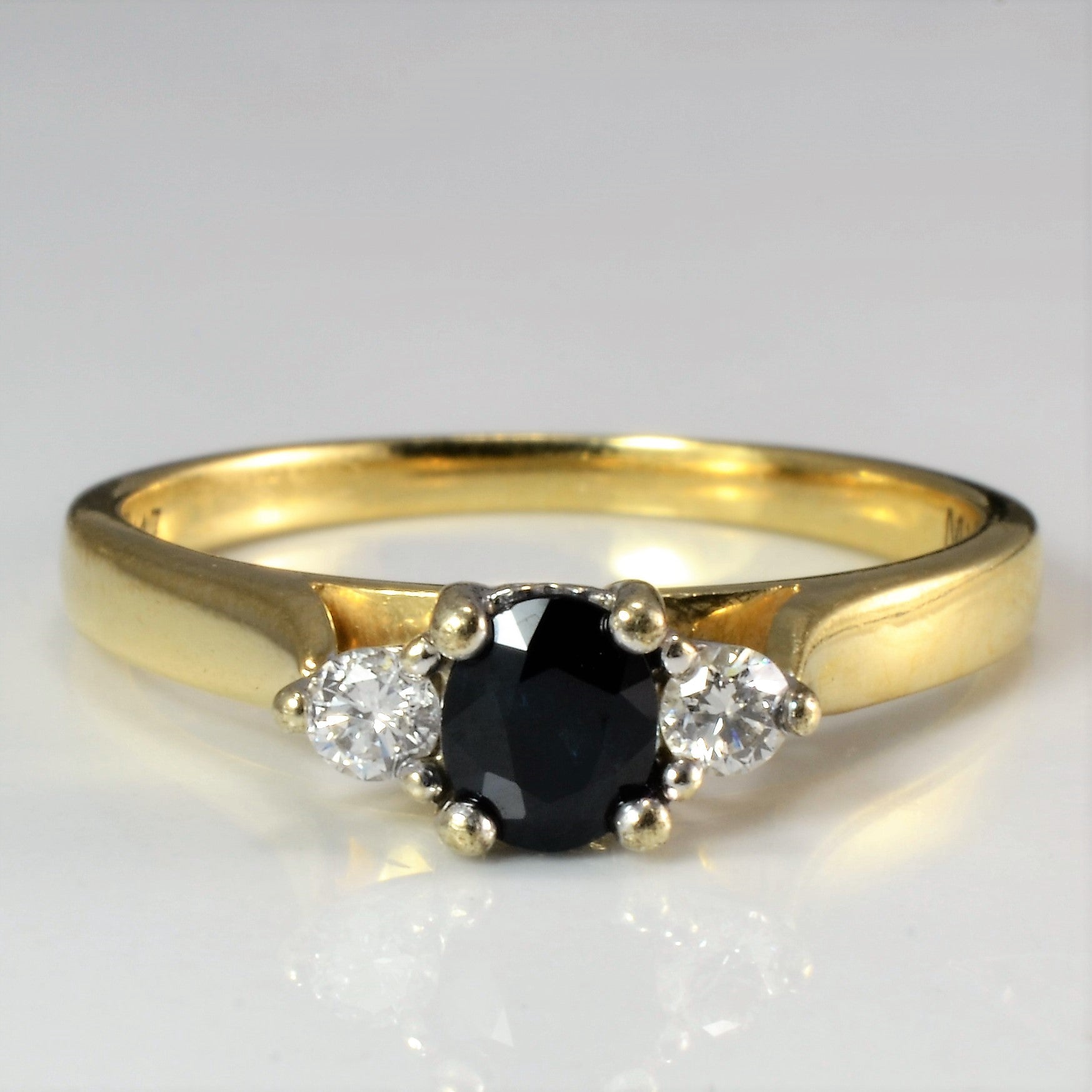 Three Stone Sapphire & Diamond Ring | 0.10 ctw, SZ 6.25 |